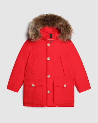 Arctic Parka HC Woolrich rosso con cappuccio e pelliccia in procione removibili 
