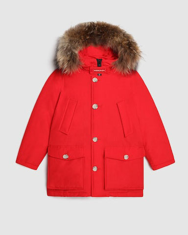 Arctic Parka HC Woolrich rosso con cappuccio e pelliccia in procione removibili 