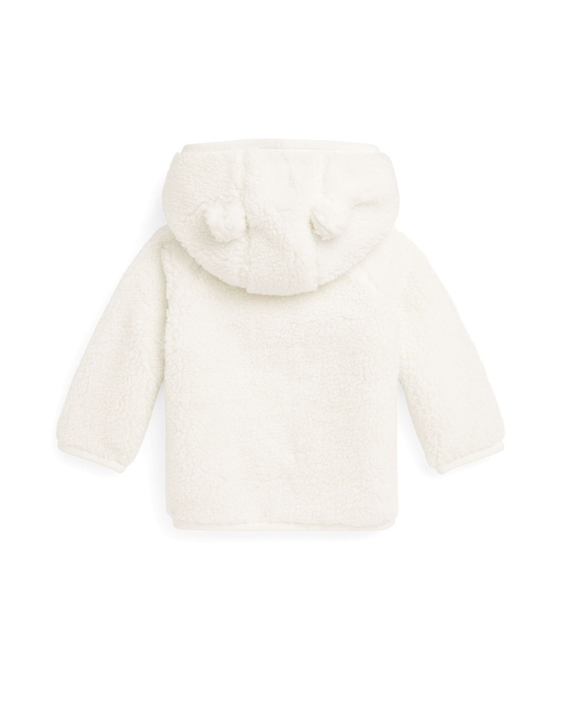 Giacca Ralph Lauren orsetto bianca con chiusura zip e cappuccio con orecchiette  image