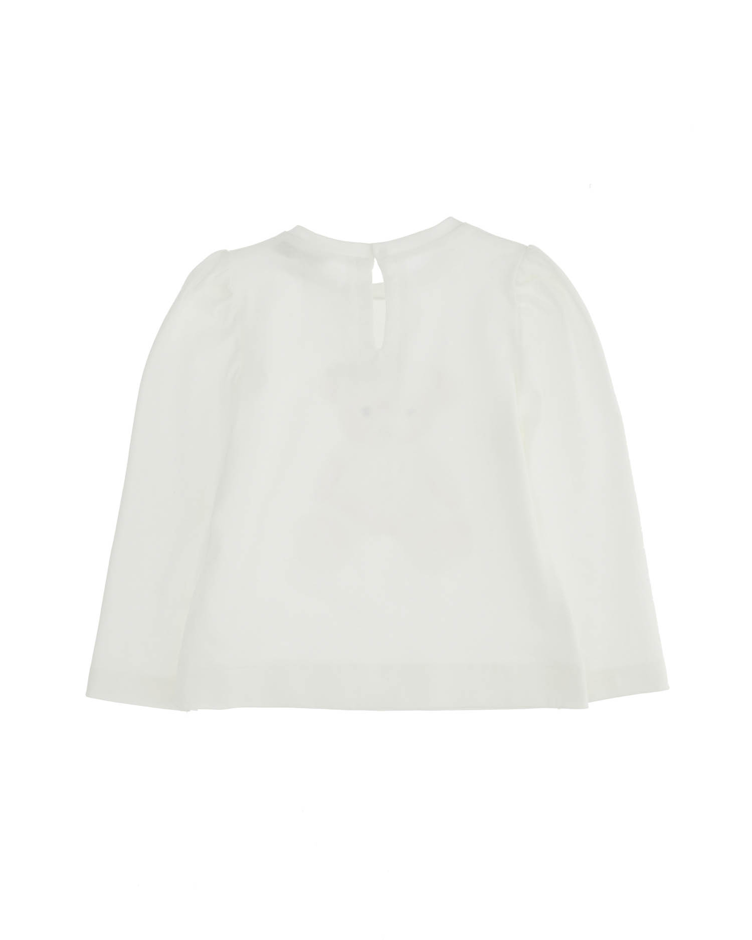 T-shirt bianca manica lunga in cotone con stampa maxi orsetta 12-24 mesi image