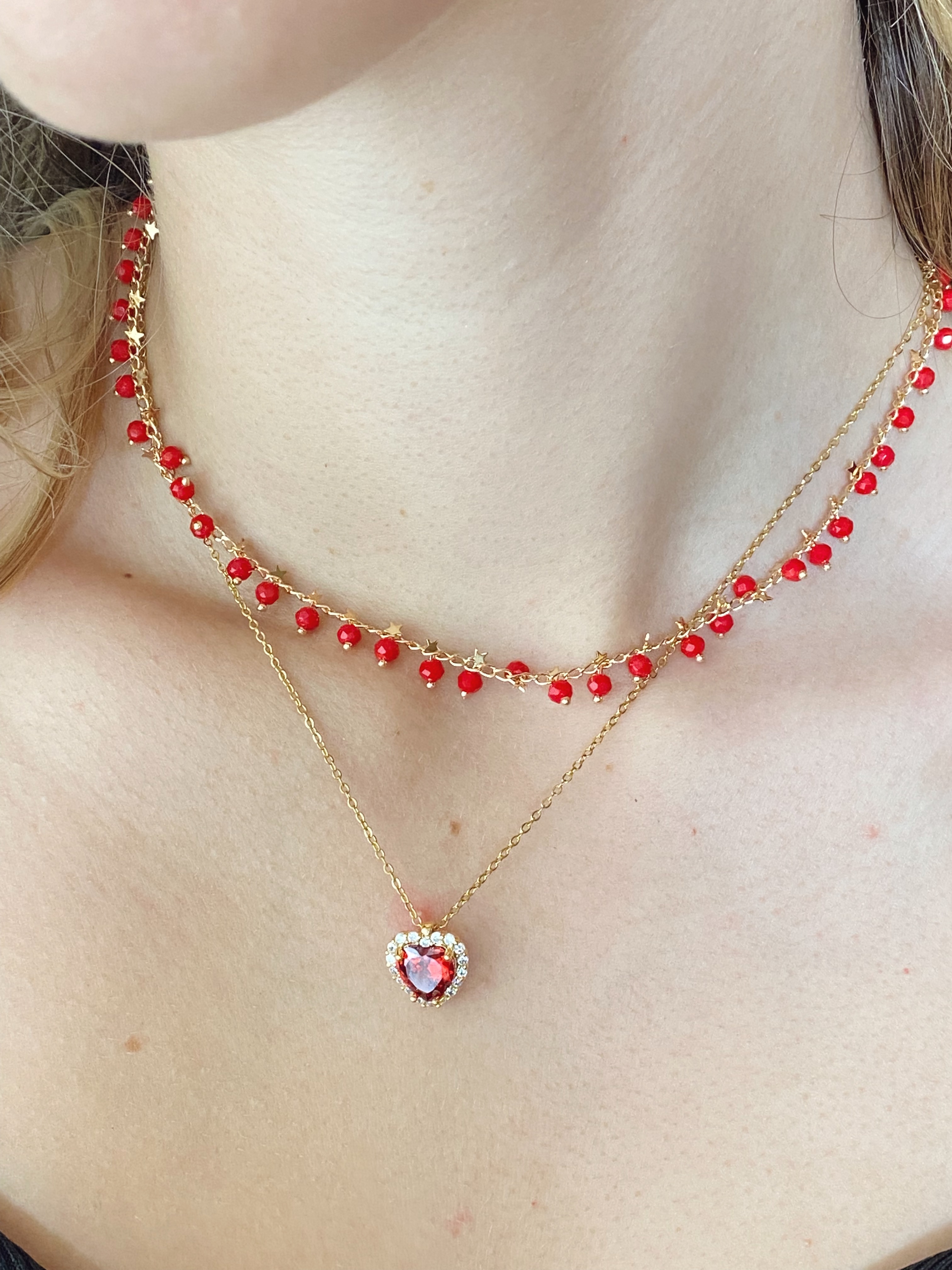 Pieces - San Valentino - Collana dorata con cuore e bigliettino