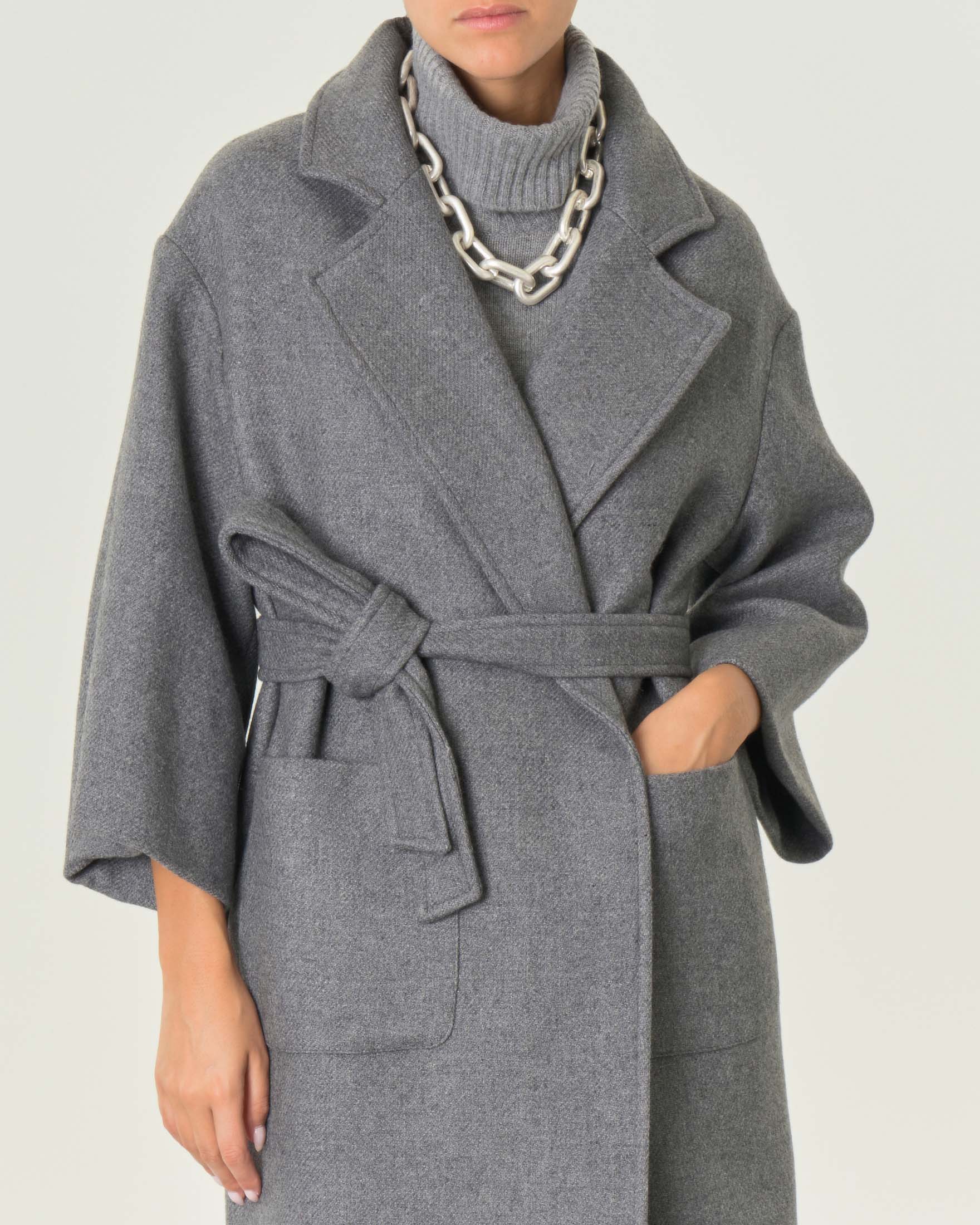 Cappotto lana grigio donna sale