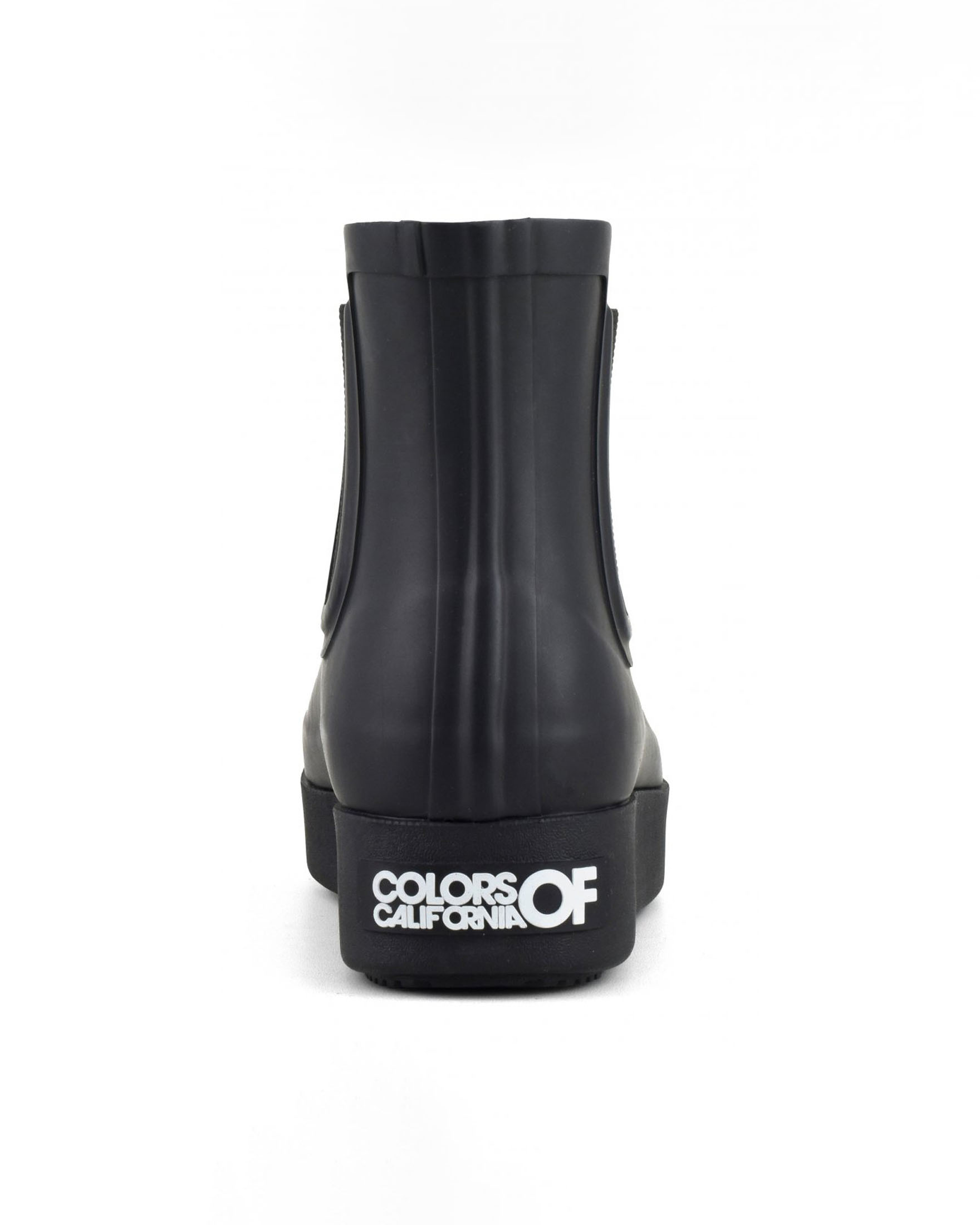 Rainboot nero in gomma con elastico laterale e scritta logo a contrasto sul tallone