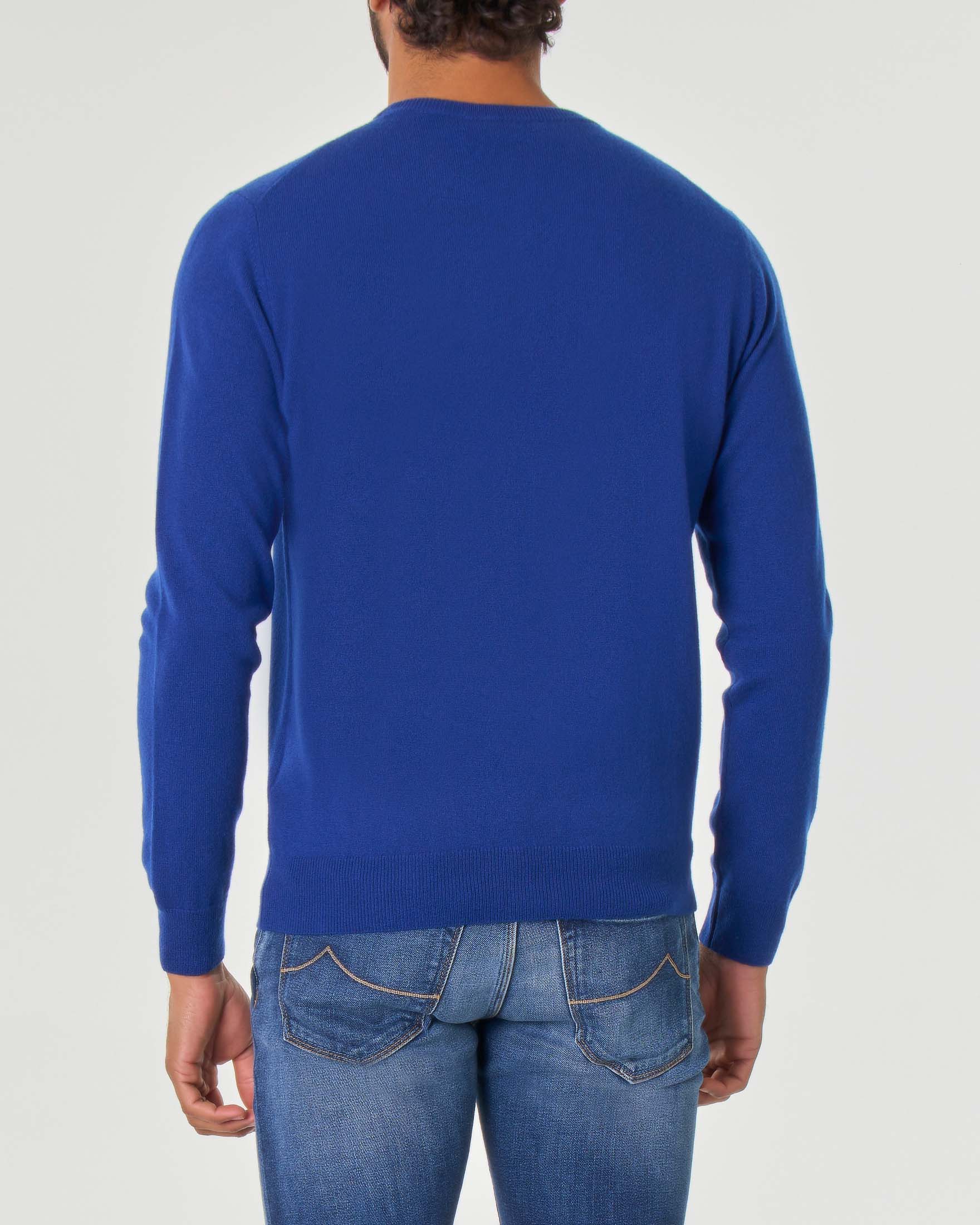 Maglia girocollo Pellizzari blu royal in puro cachemire