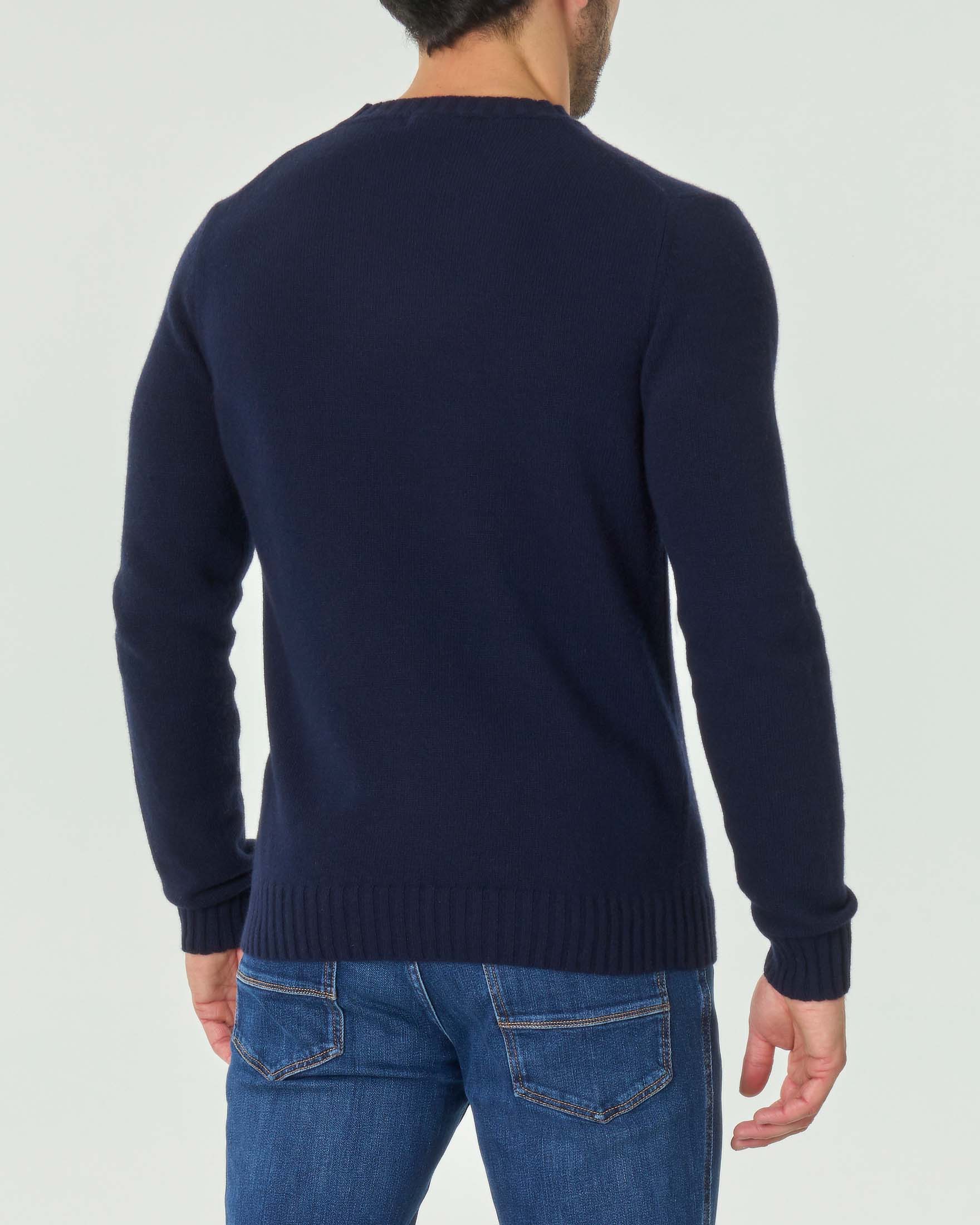 Maglione girocollo Ashki.i blu in misto lana e cachemire finezza 7