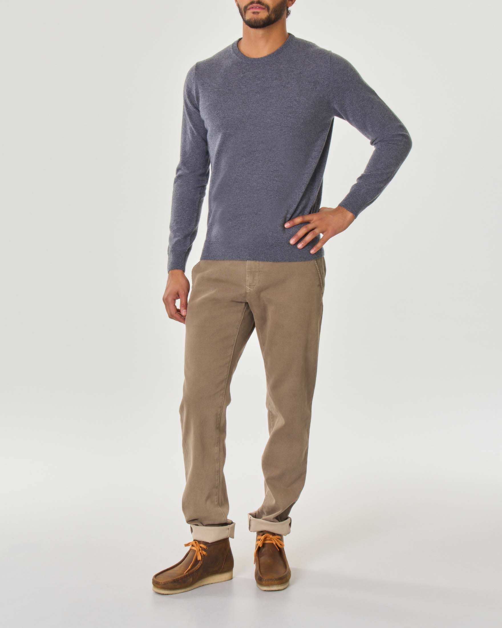 Maglia girocollo Pellizzari grigia in puro cachemire image