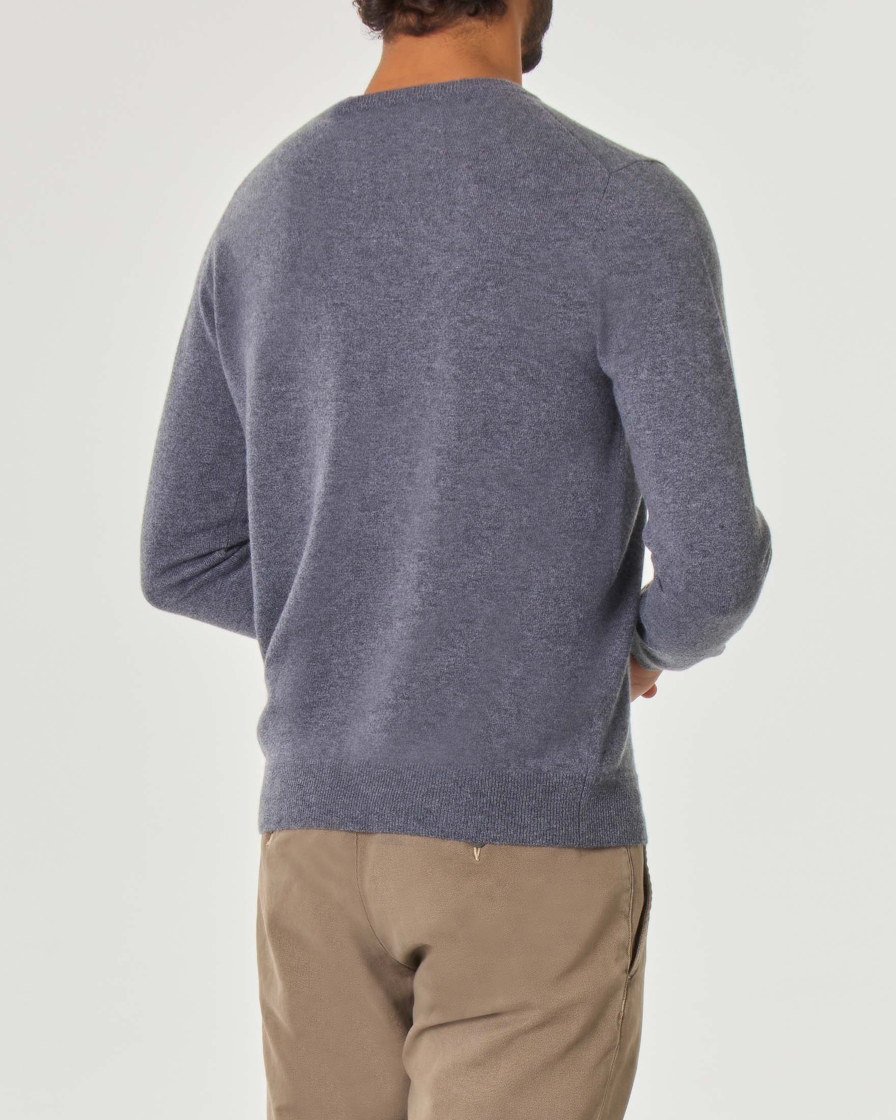Maglia girocollo Pellizzari grigia in puro cachemire