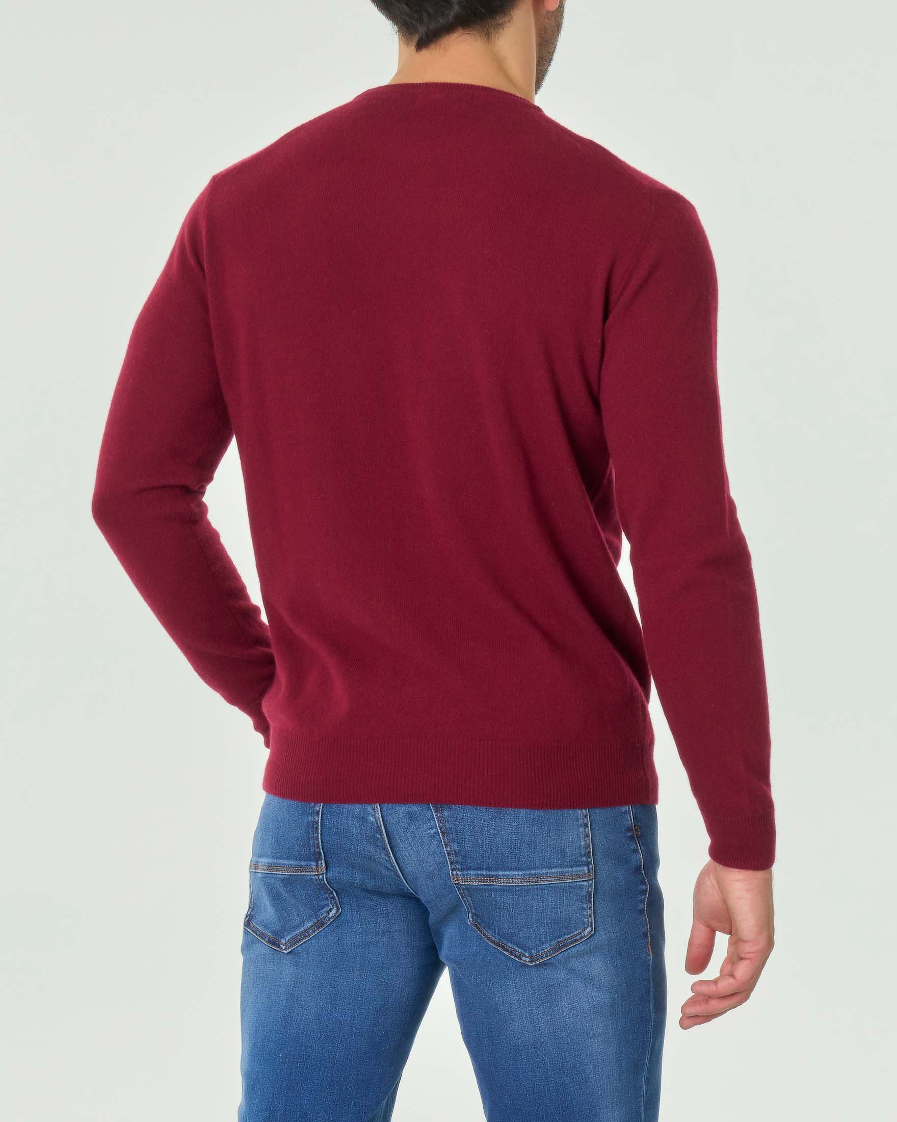 Maglia girocollo Ashki.i bordeaux in misto lana e cachemire