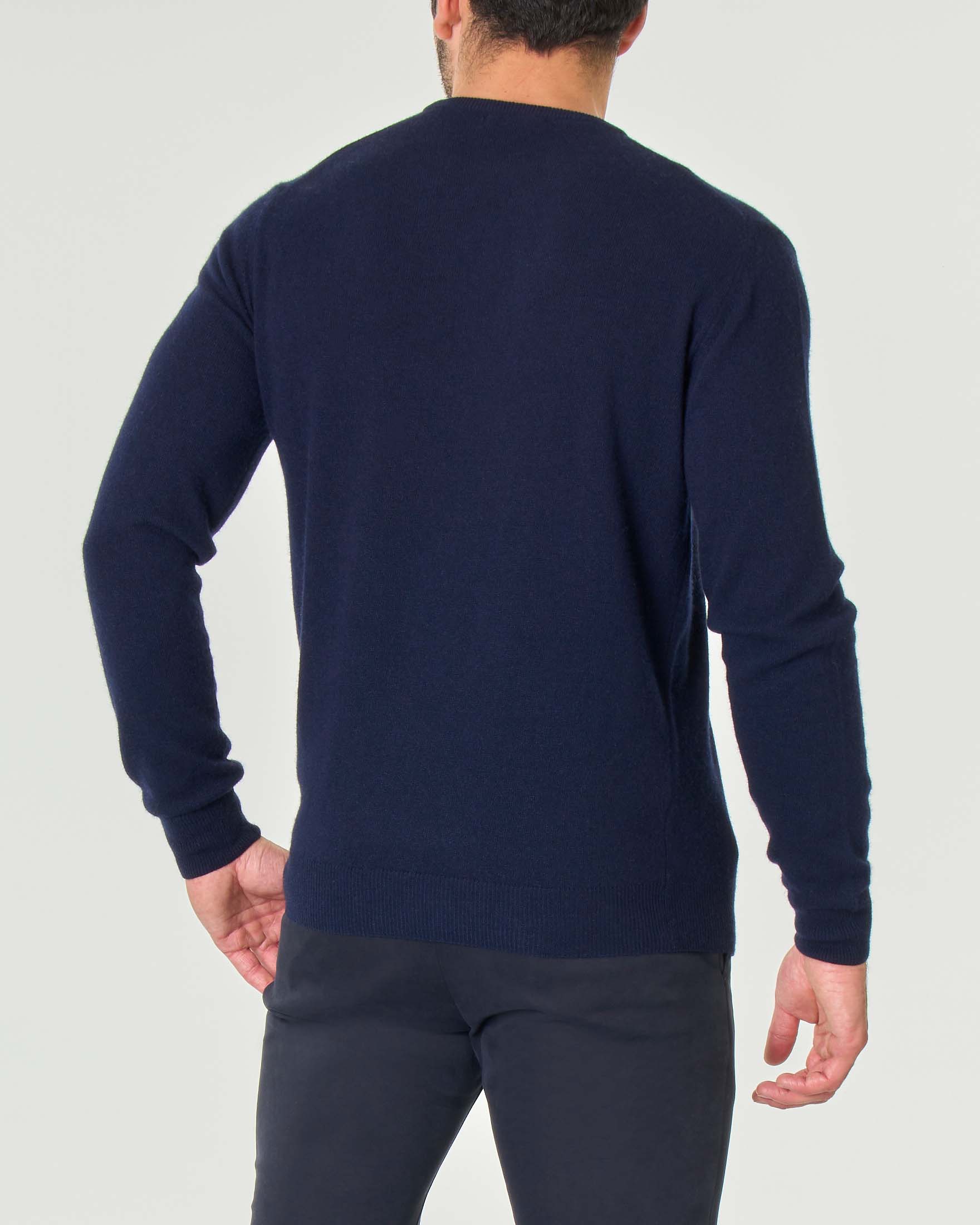 Maglia girocollo Ashki.i blu in misto lana e cachemire