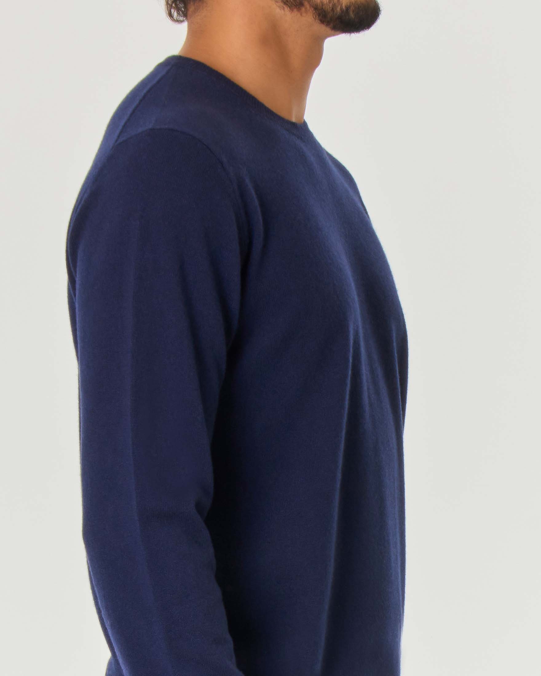 Maglia girocollo Pellizzari blu in puro cachemire