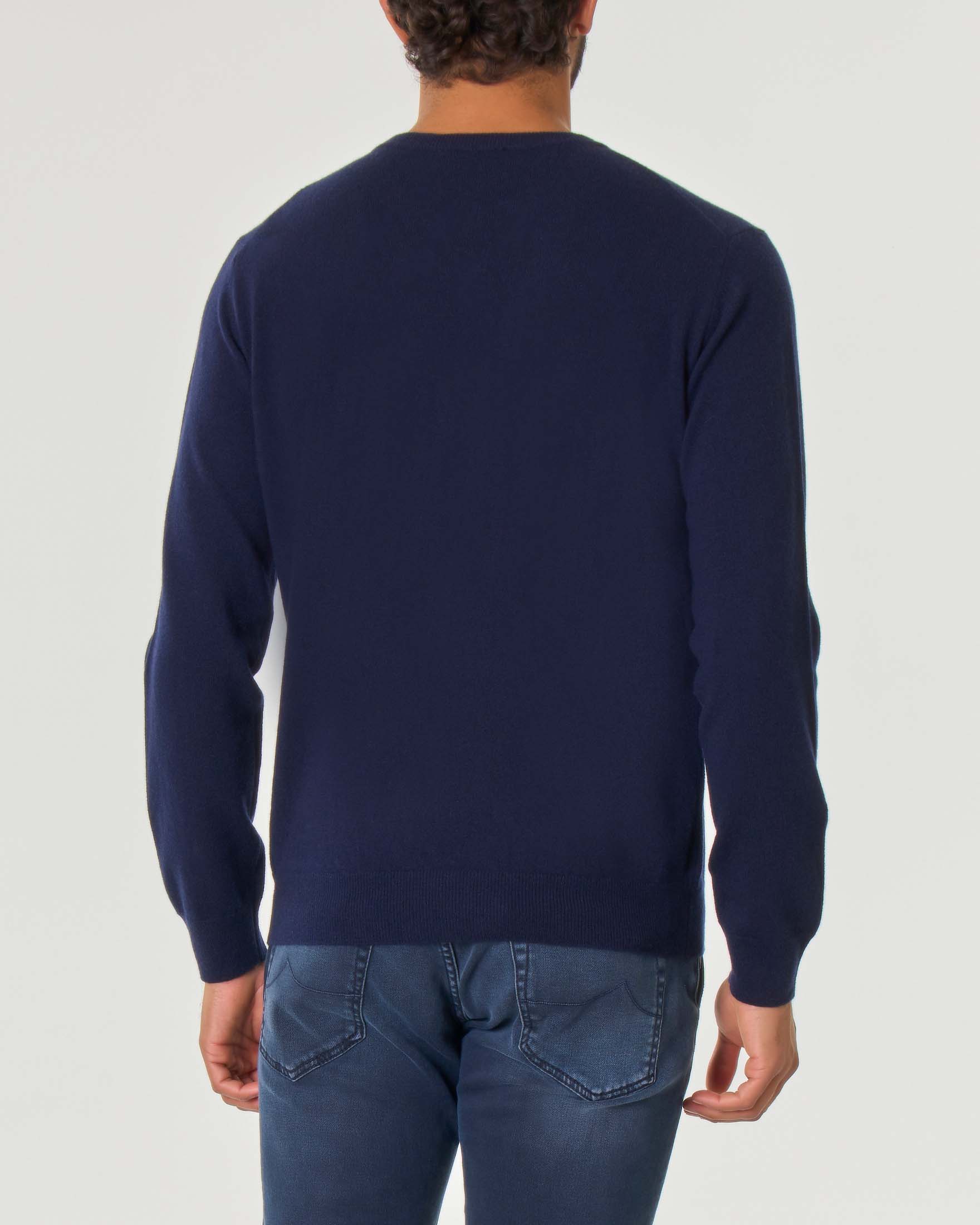 Maglia girocollo Pellizzari blu in puro cachemire