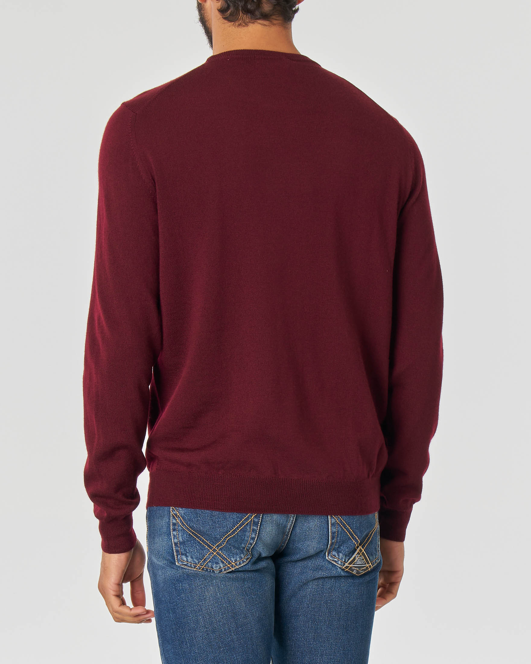 Maglia girocollo Pellizzari bordeaux in pura lana merino