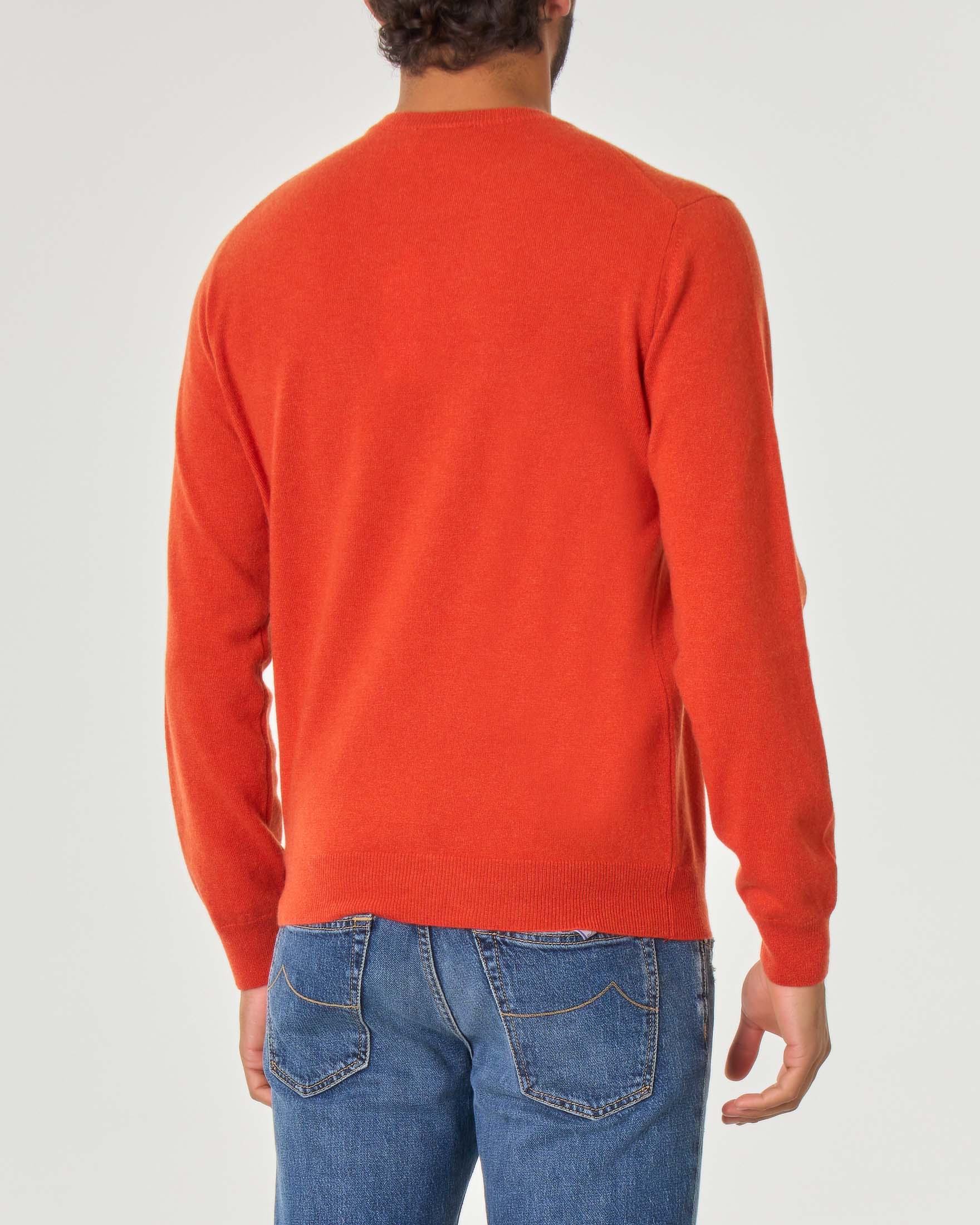 Maglia girocollo arancione Pellizzari in puro cachemire