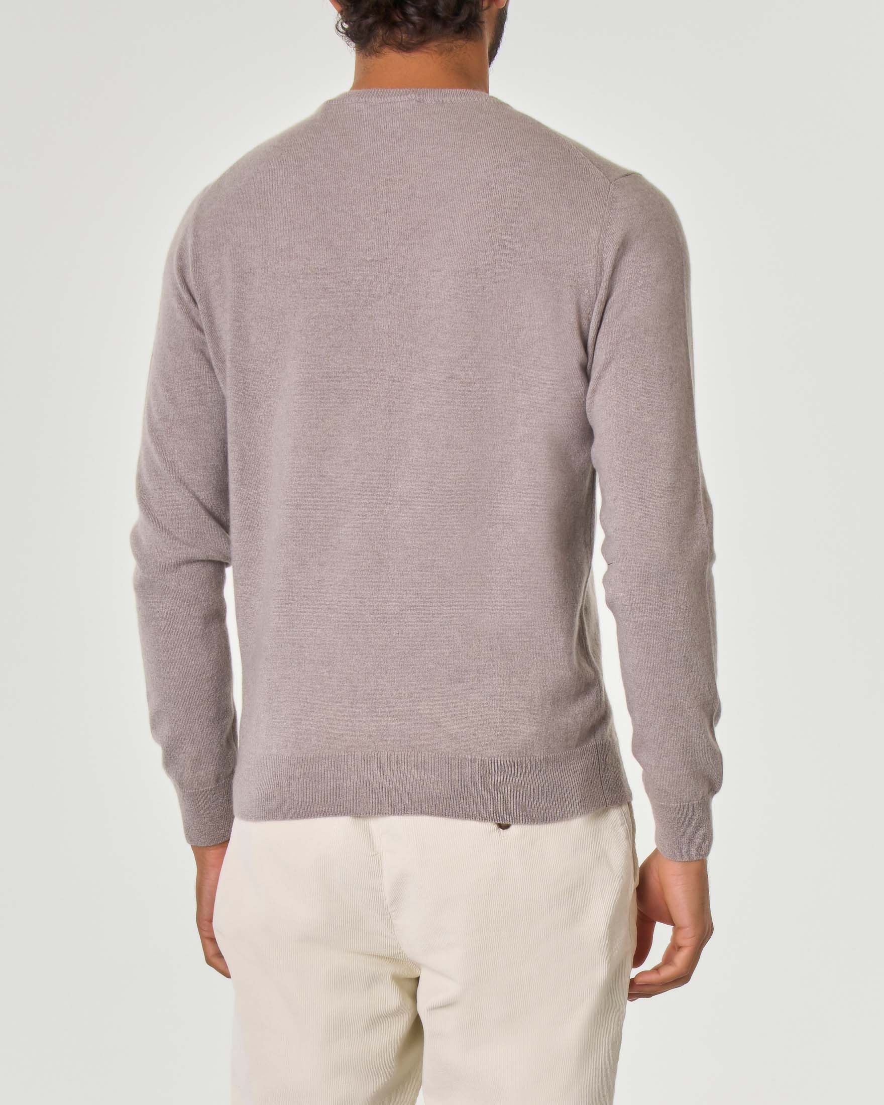 Maglia girocollo Pellizzari tortora in puro cachemire