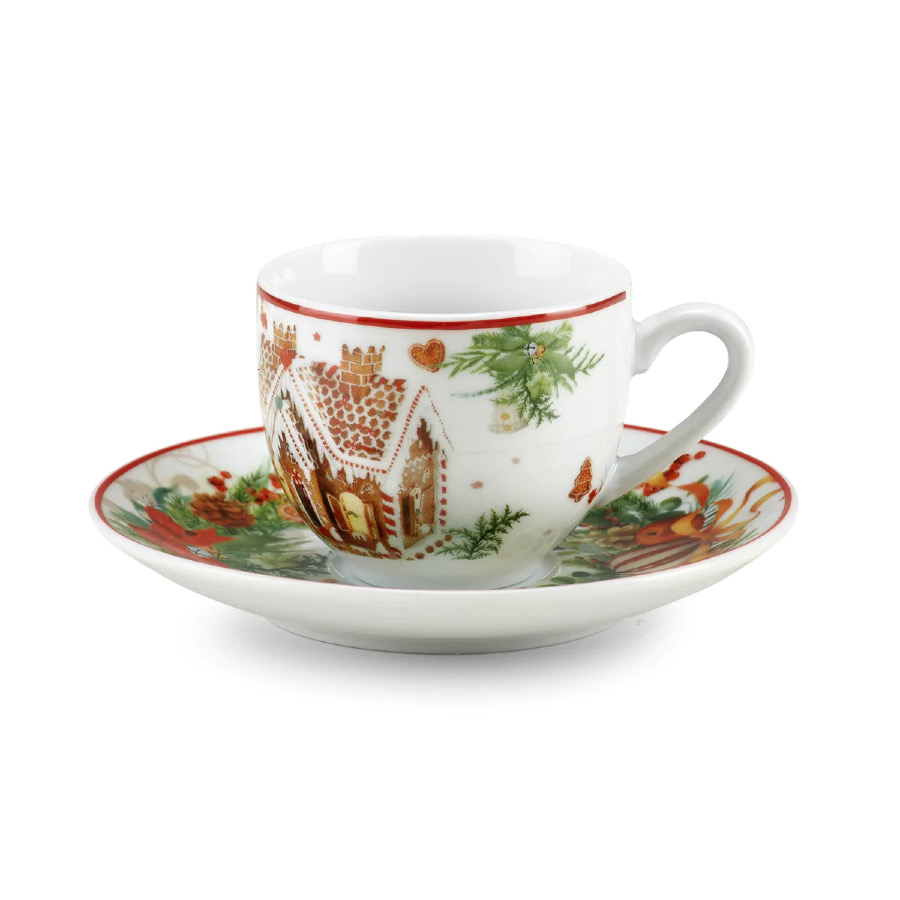 Tazza Caffè con Piattino in Fine Porcellana Gingerbread ml.100 Fade
