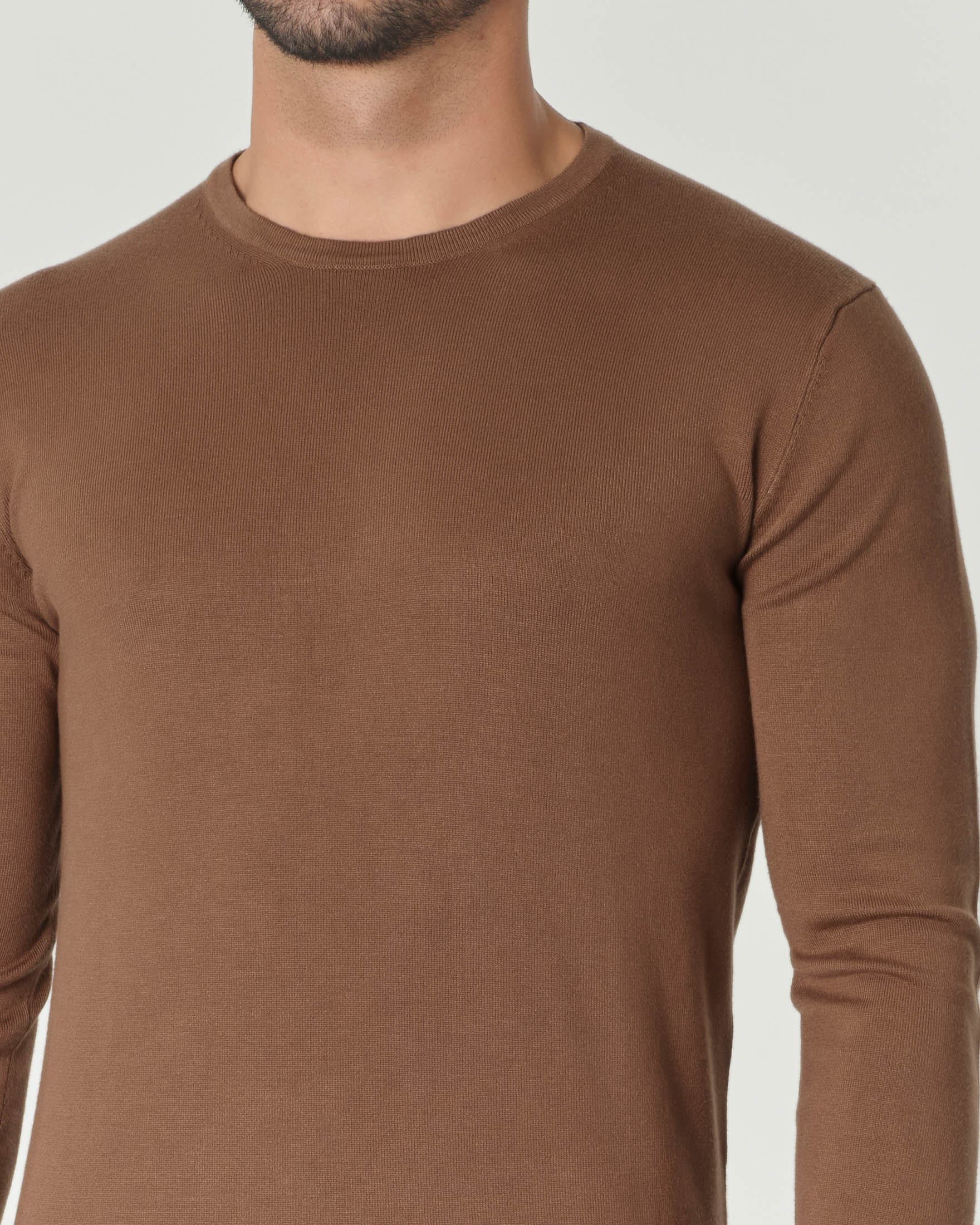 Maglia color cammello girocollo tinta unita image