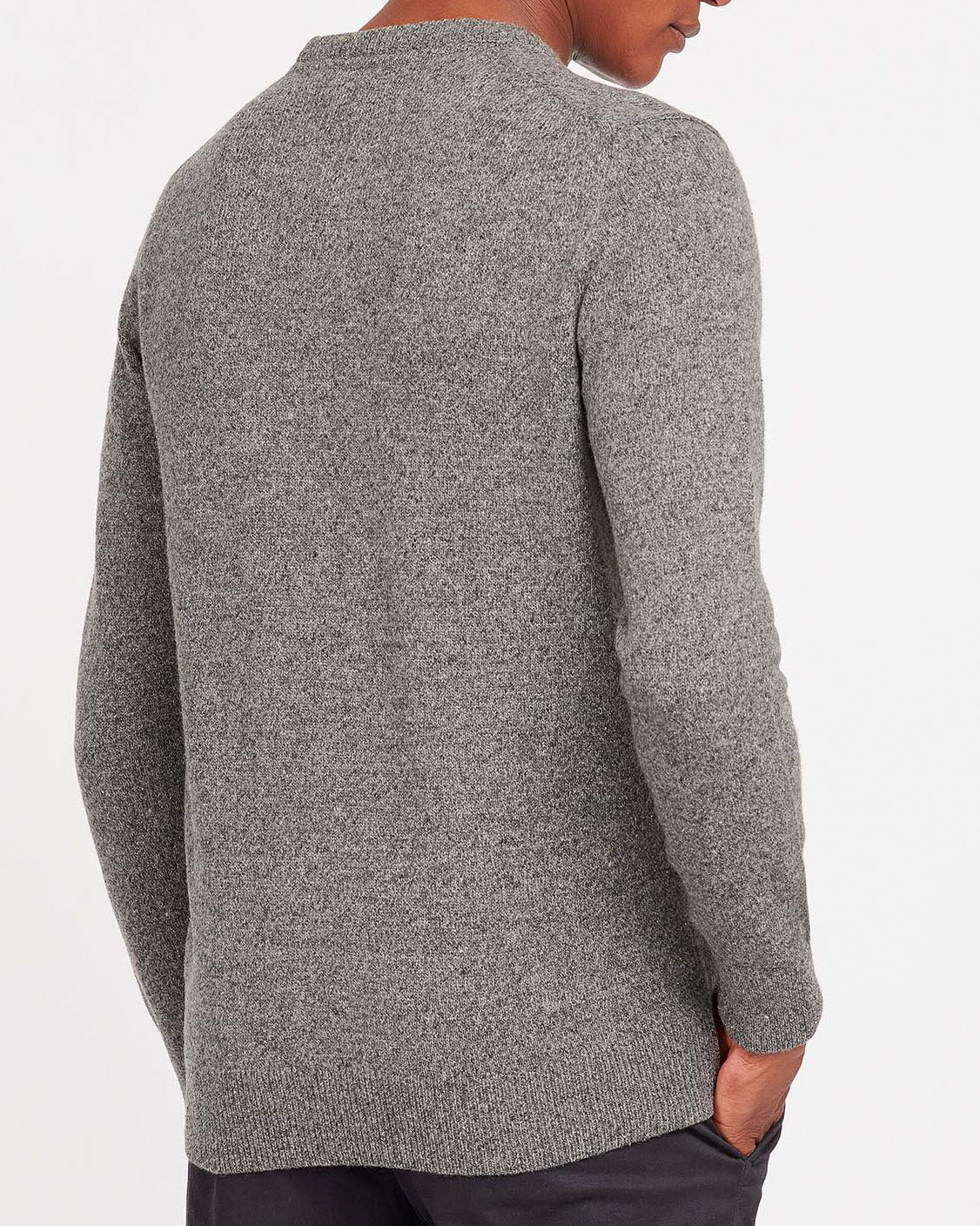 Maglia Barbour girocollo Tisbury grigia in misto lana e seta effetto bottonato image