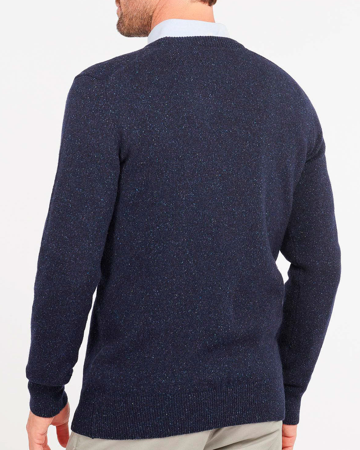 Maglia Barbour girocollo Tisbury blu in misto lana e seta effetto bottonato image