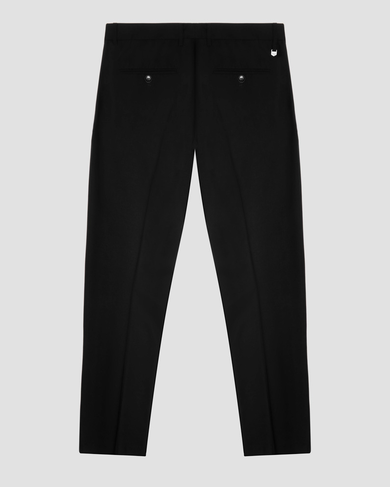 Pantalone nero in tela di misto lana stretch