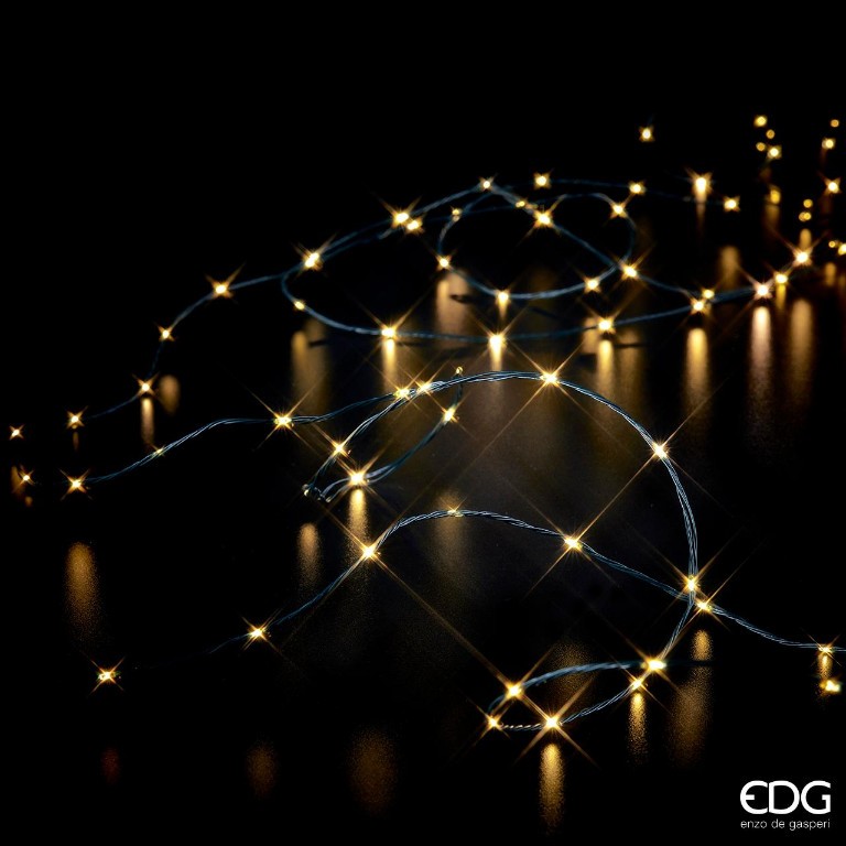 Luci Filo Microled 40 Microled 3 mt.+50cm. Luce Calda Intermittente a Batteria Edg