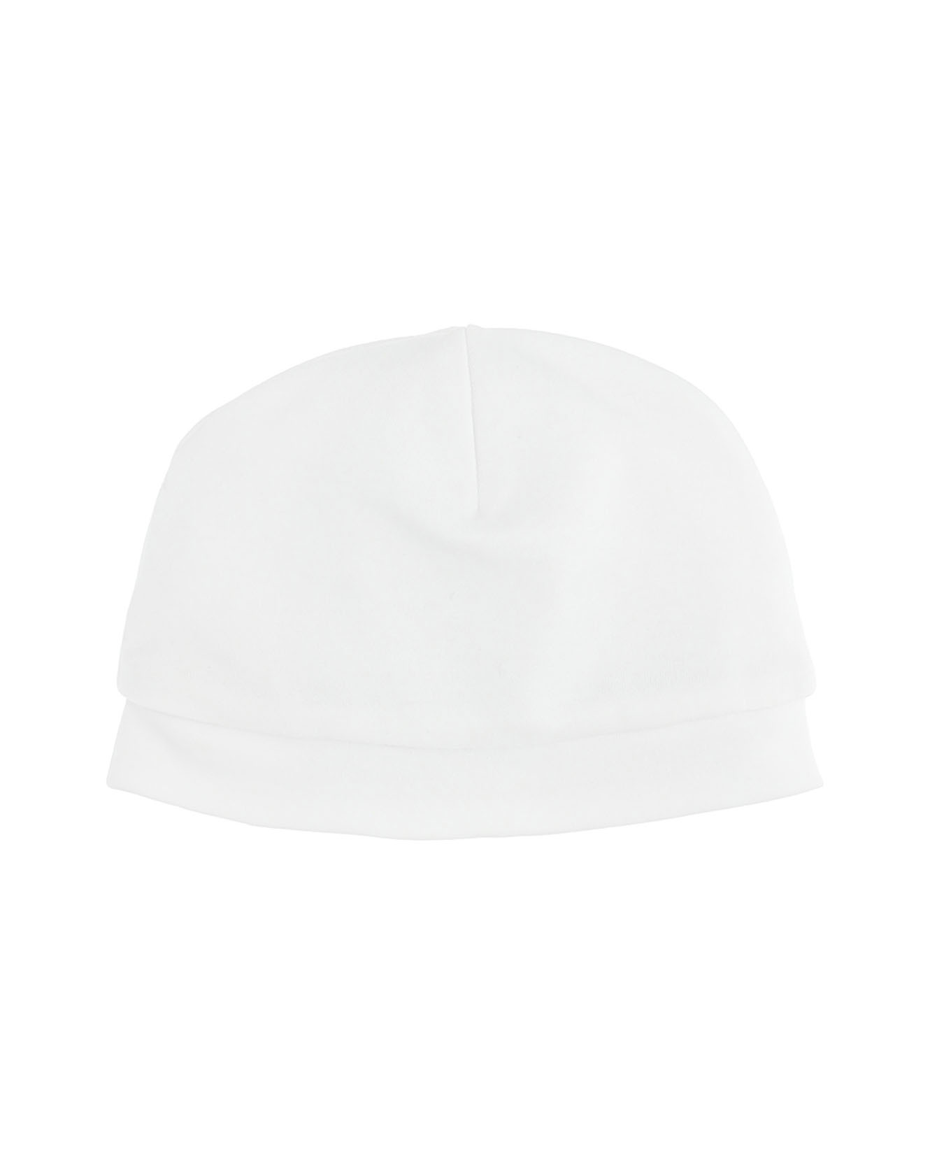 Cuffietta bianca in cotone interlock con ricamo logo eyestar 3-6 mesi