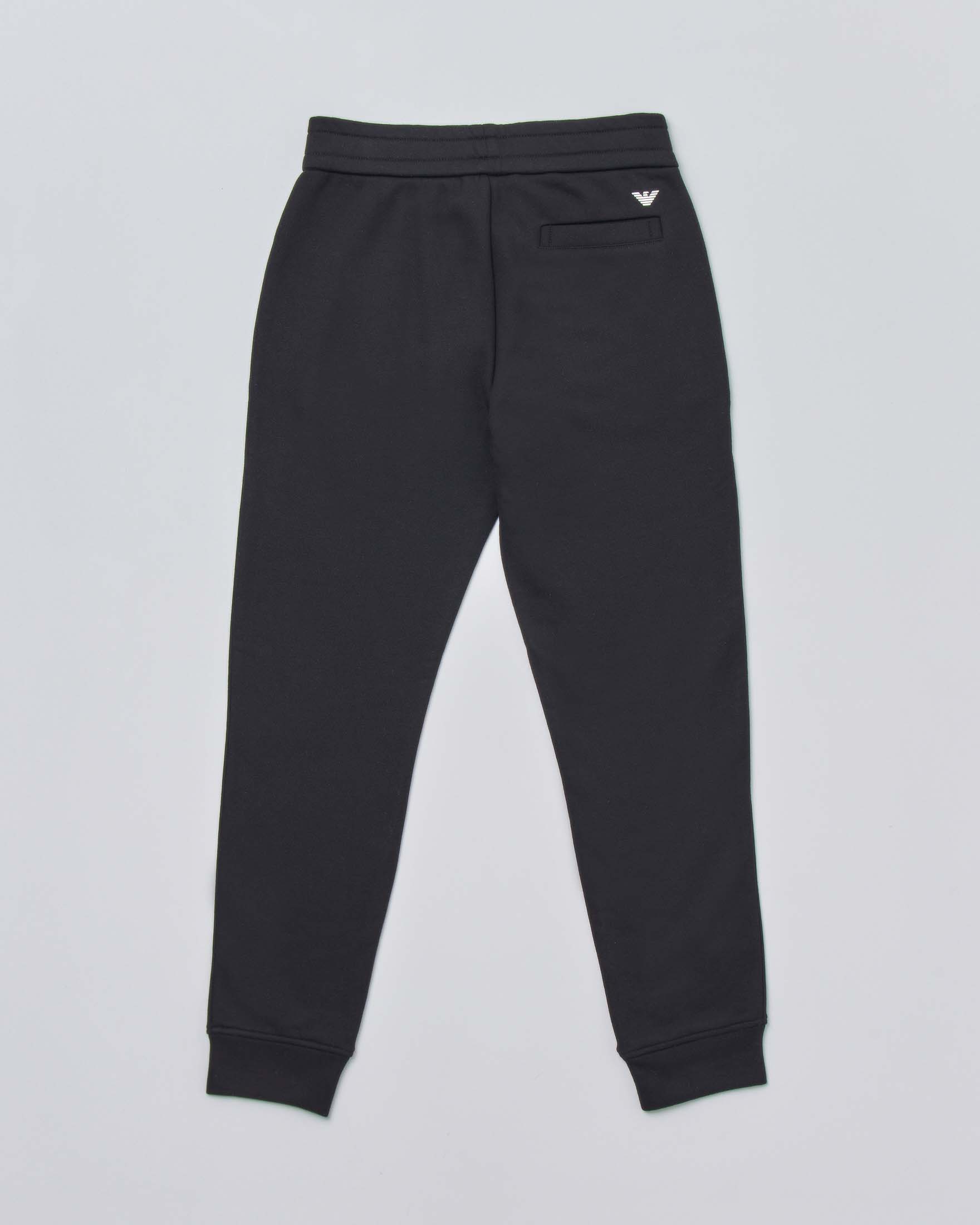 Pantalone nero in felpa di misto modal e cotone con taschino a filo sul retro 10-16 anni