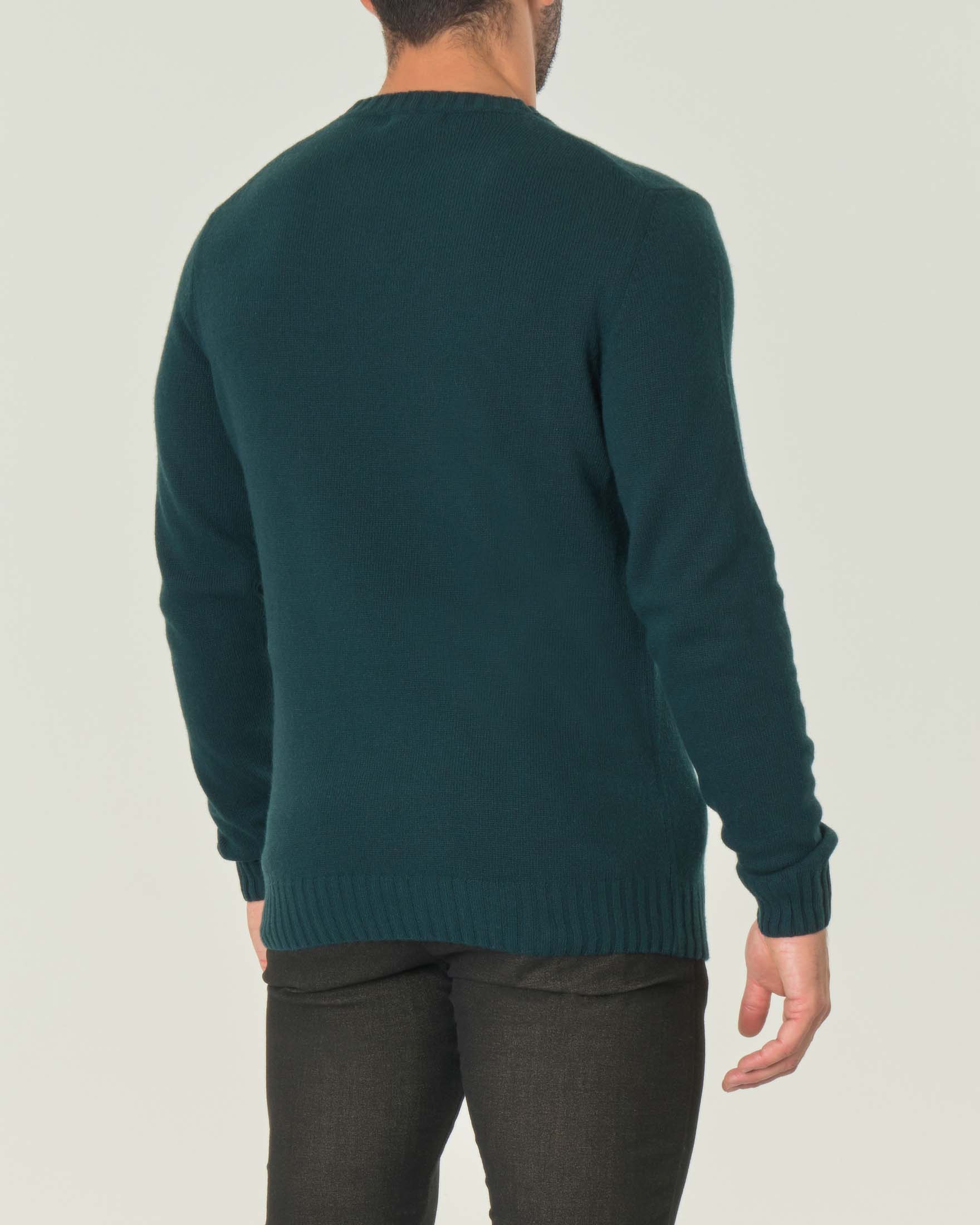 Maglione girocollo Ashki.i verde bottiglia in misto lana e cachemire finezza 7