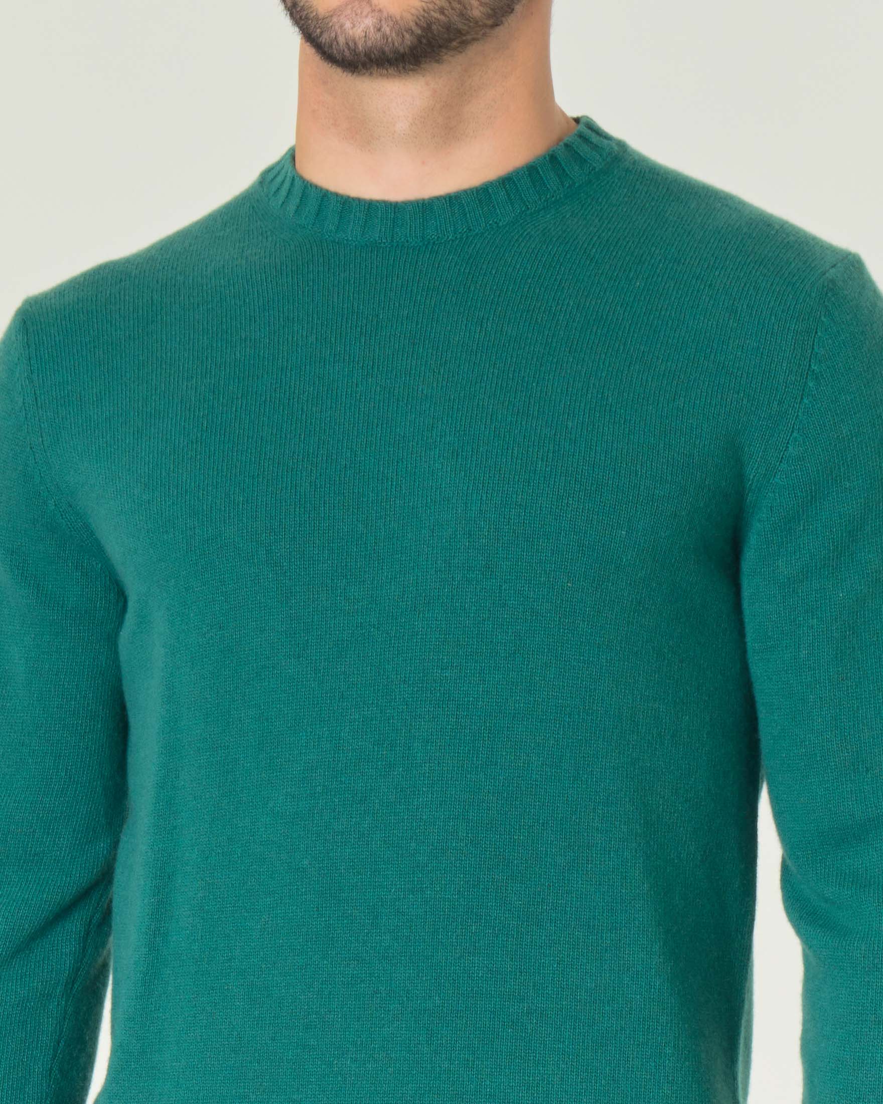 Maglione verde menta girocollo in misto lana e cachemire finezza 7