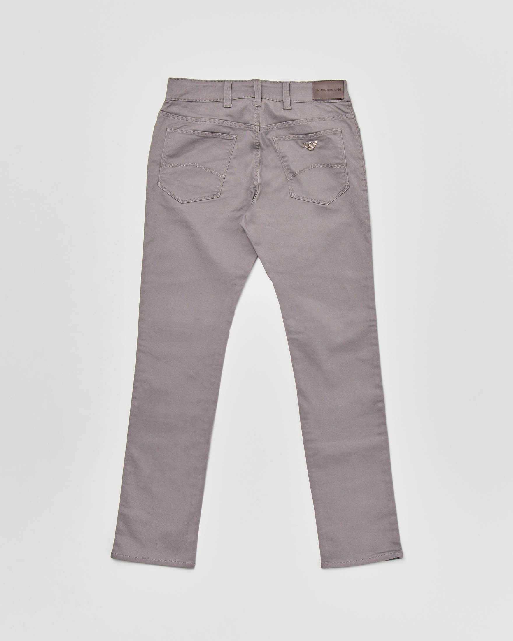 Pantalone grigio cinque tasche Emporio Armani Junior in gabardina di cotone stretch 