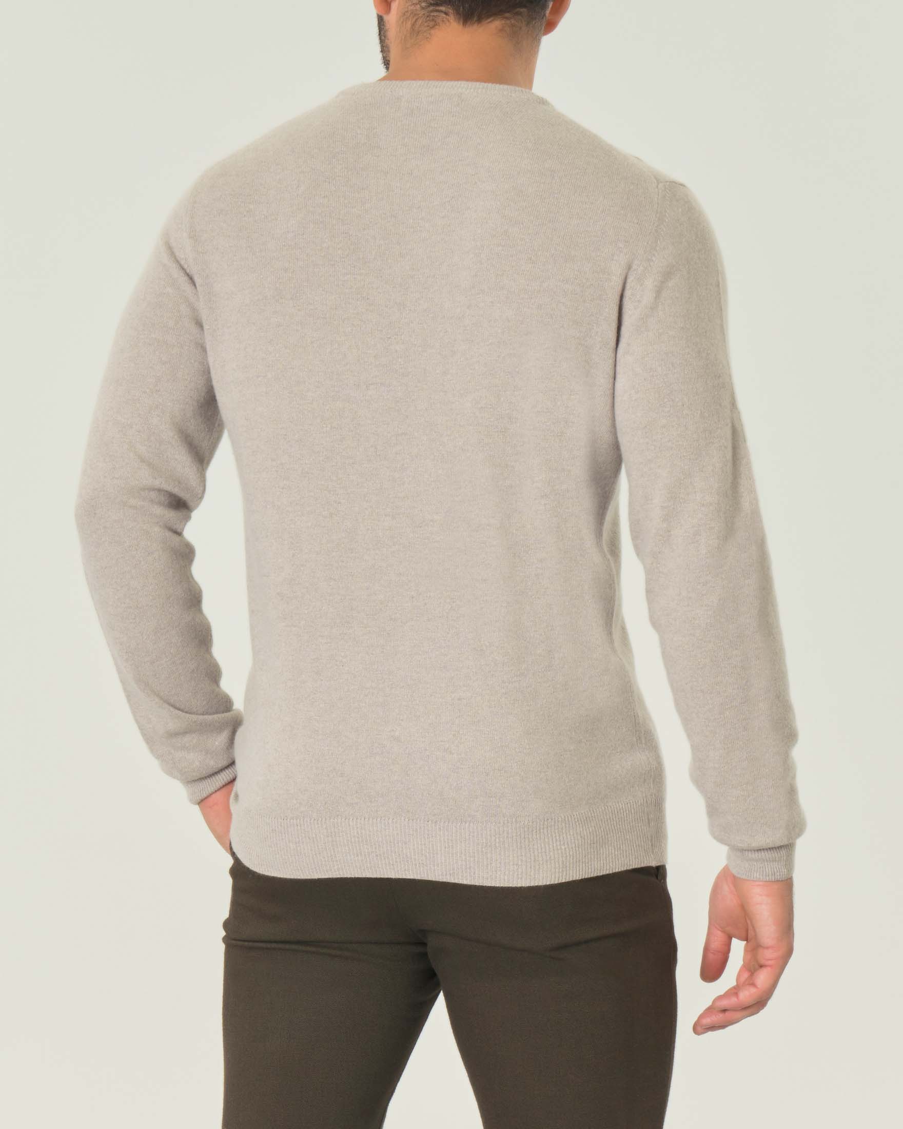 Maglia girocollo R.R.D. beige in misto lana e cachemire