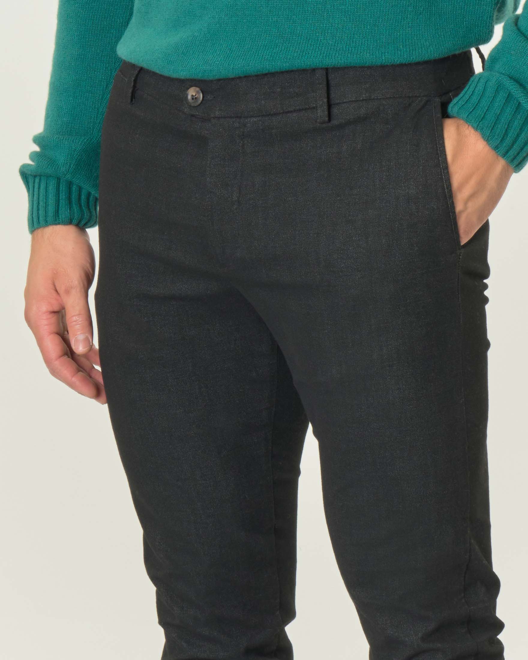 Pantaloni chino antracite in tessuto di misto cotone stretch