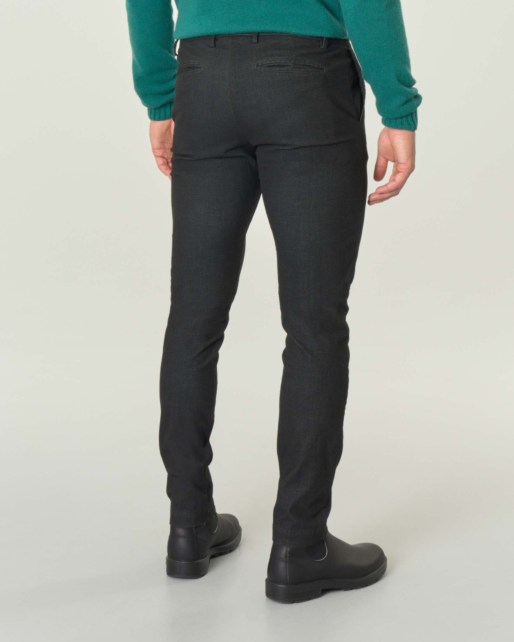 Pantaloni chino antracite in tessuto di misto cotone stretch