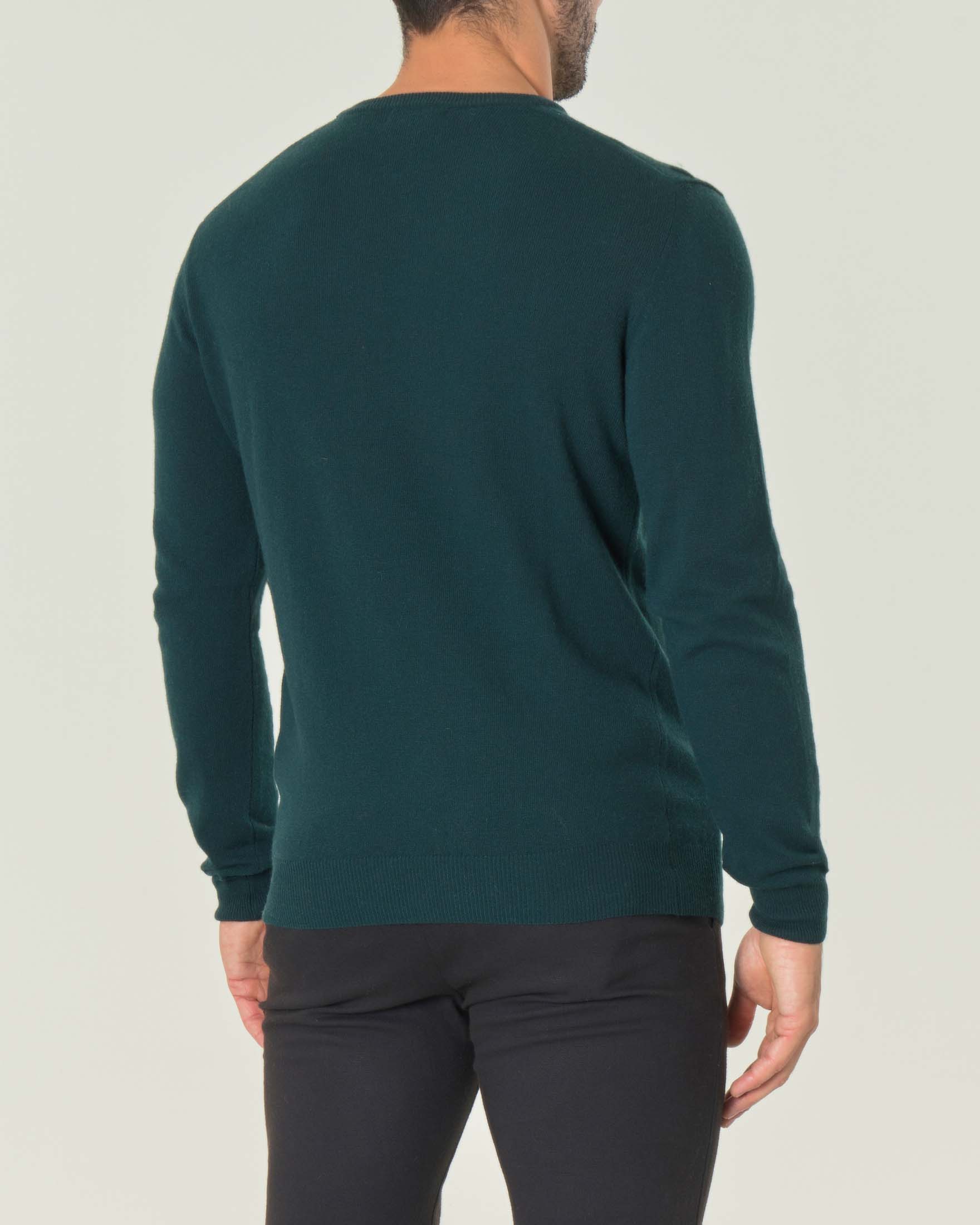 Maglia girocollo Ashki.i verde bottiglia in misto lana e cachemire