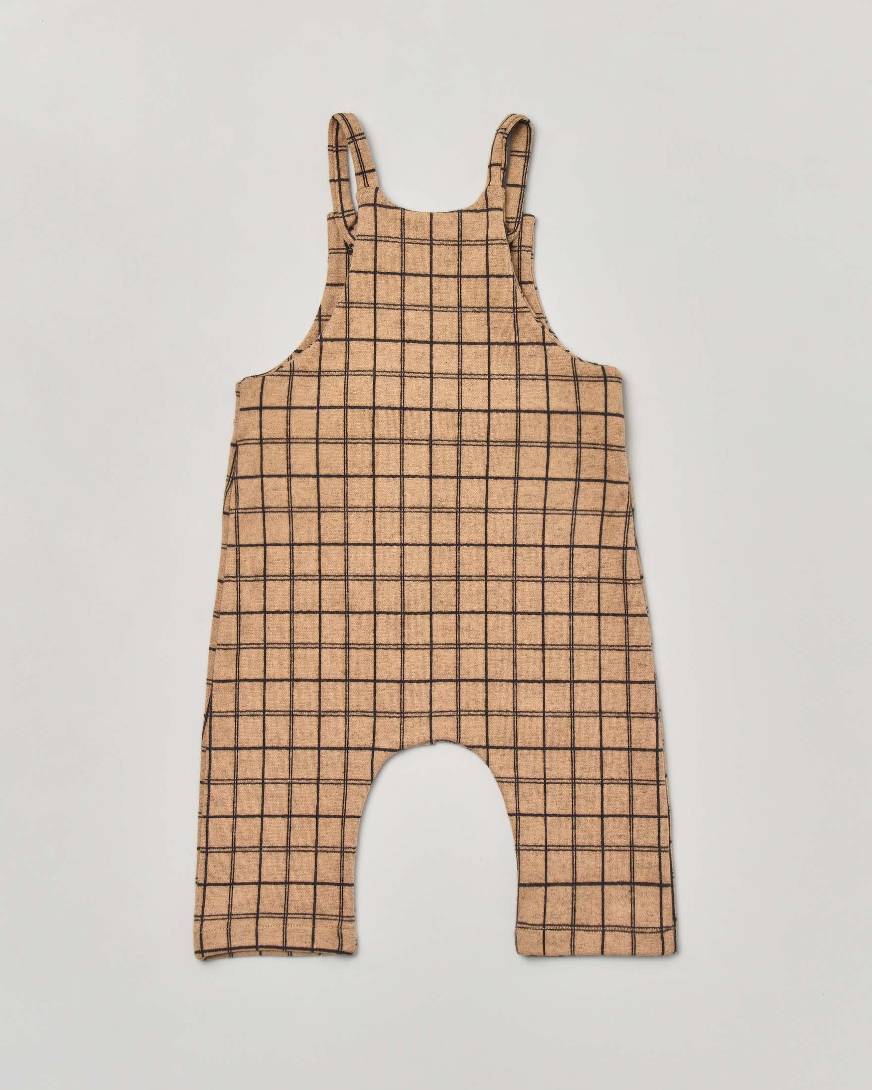 Salopette finestrata beige e nera con bottoni 6-12 mesi