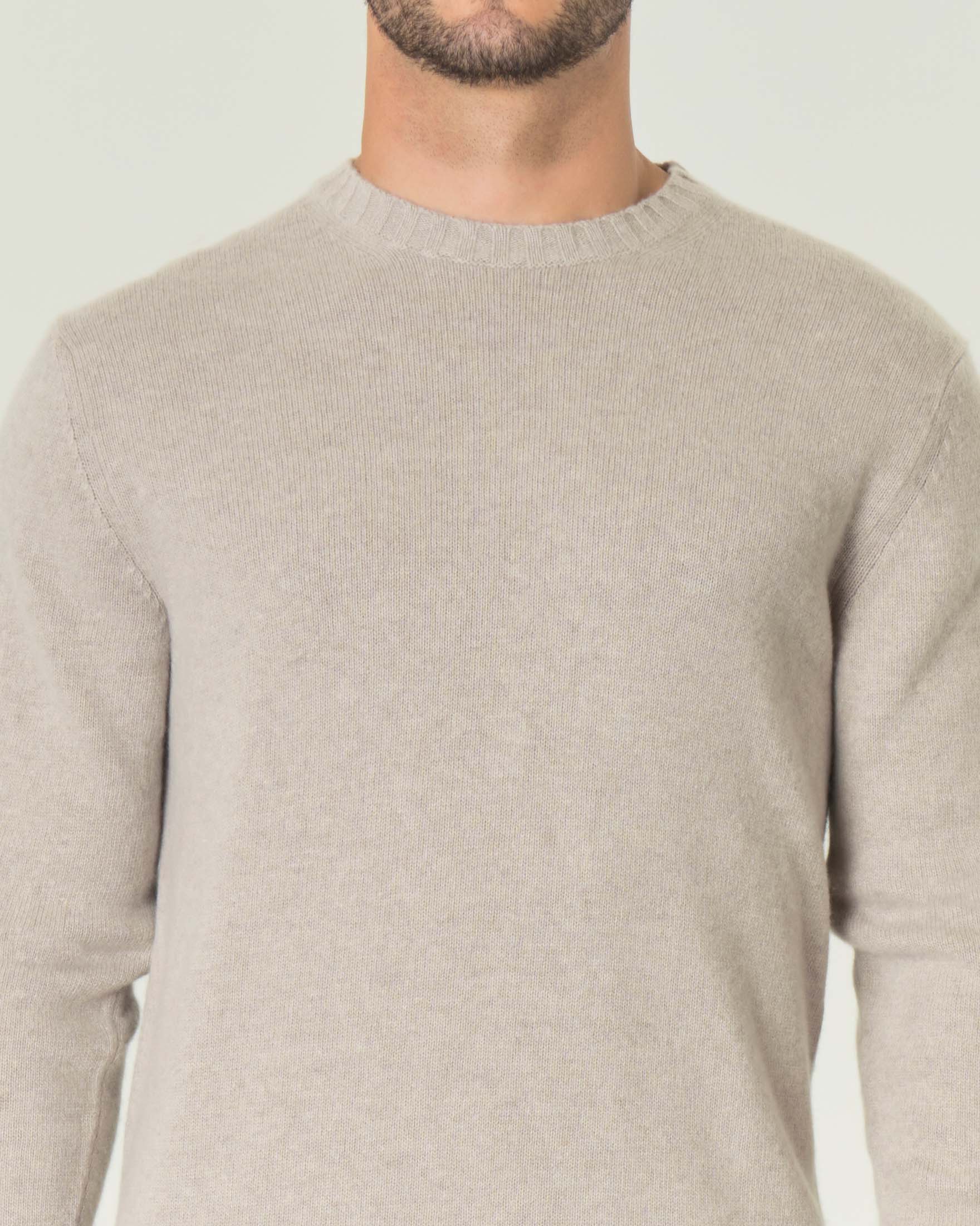 Maglione girocollo Ashki.i beige in misto lana e cachemire finezza 7