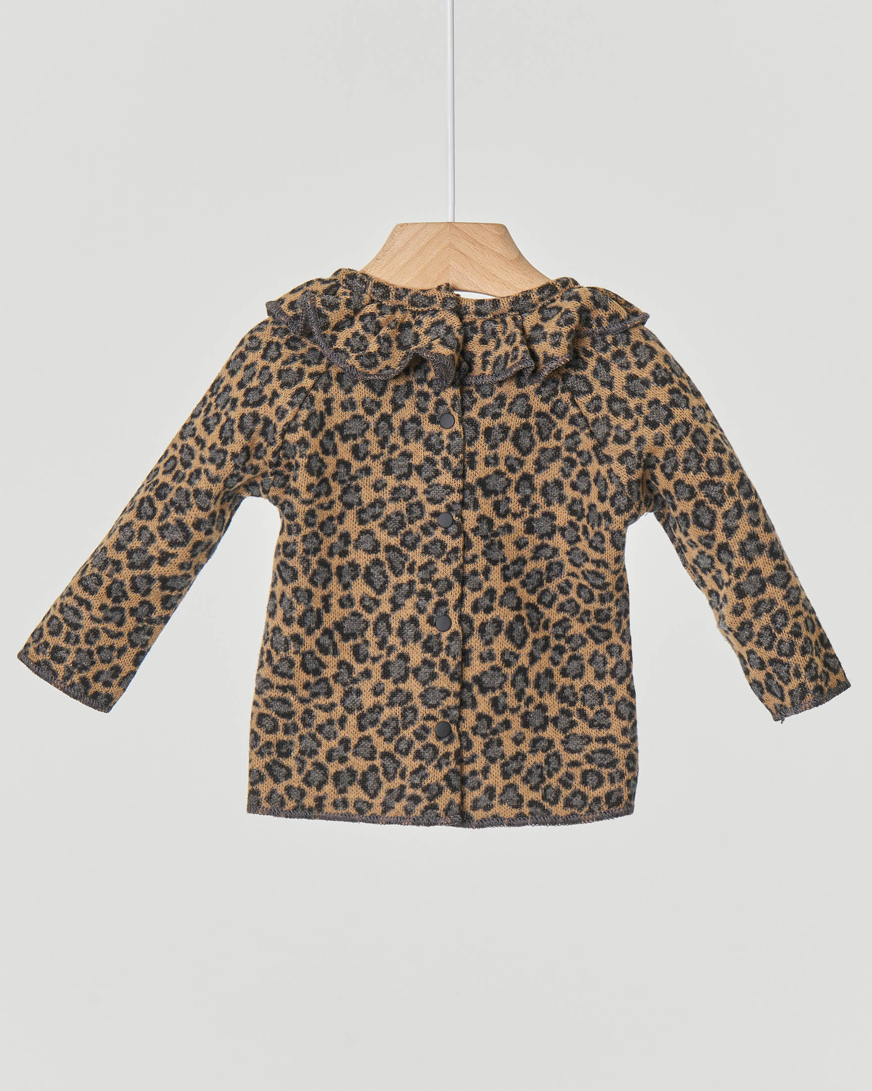 Felpa animalier con rouches e interno felpato 6-12 mesi