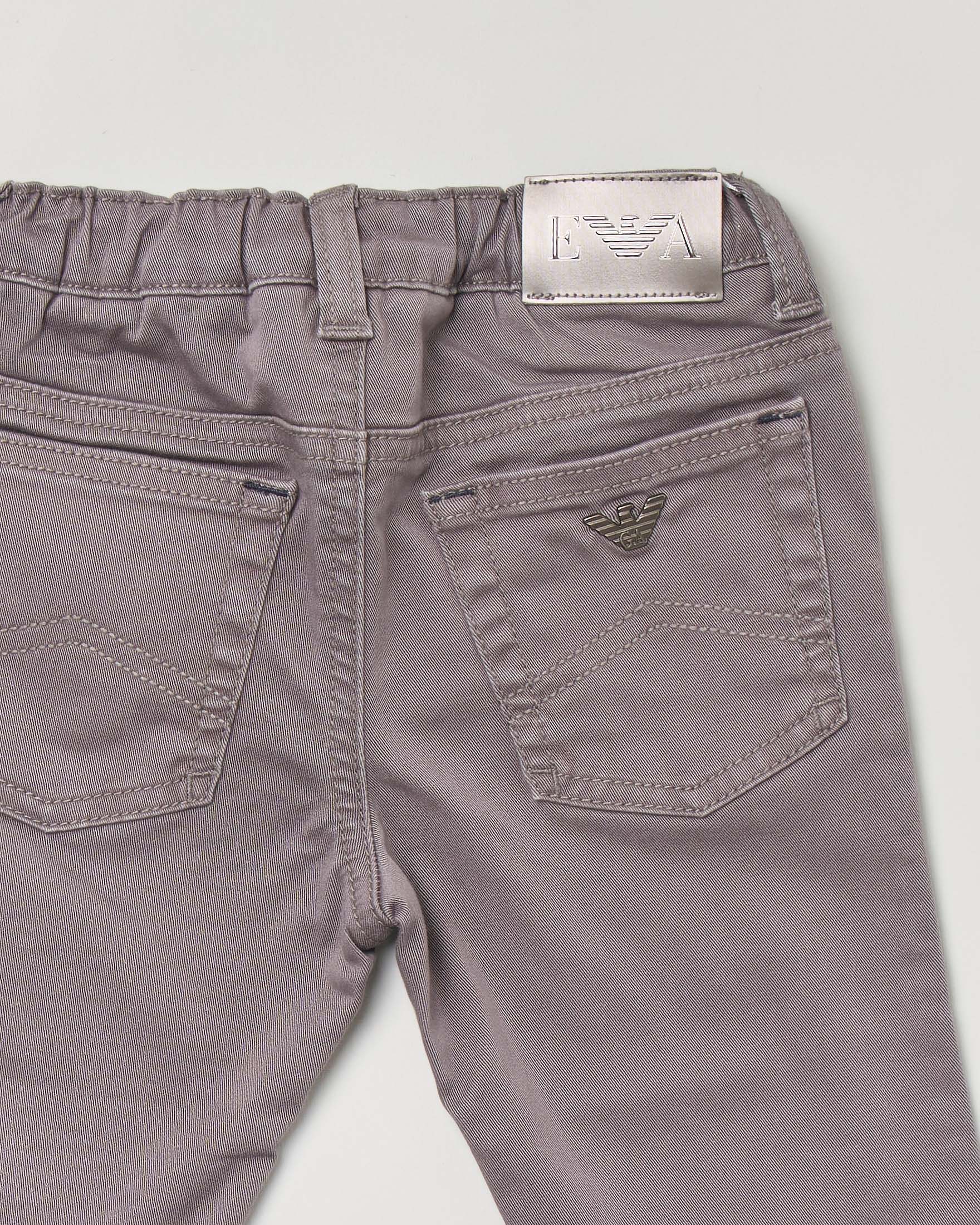 Pantalone grigio cinque tasche Emporio Armani Junior in gabardina di cotone stretch