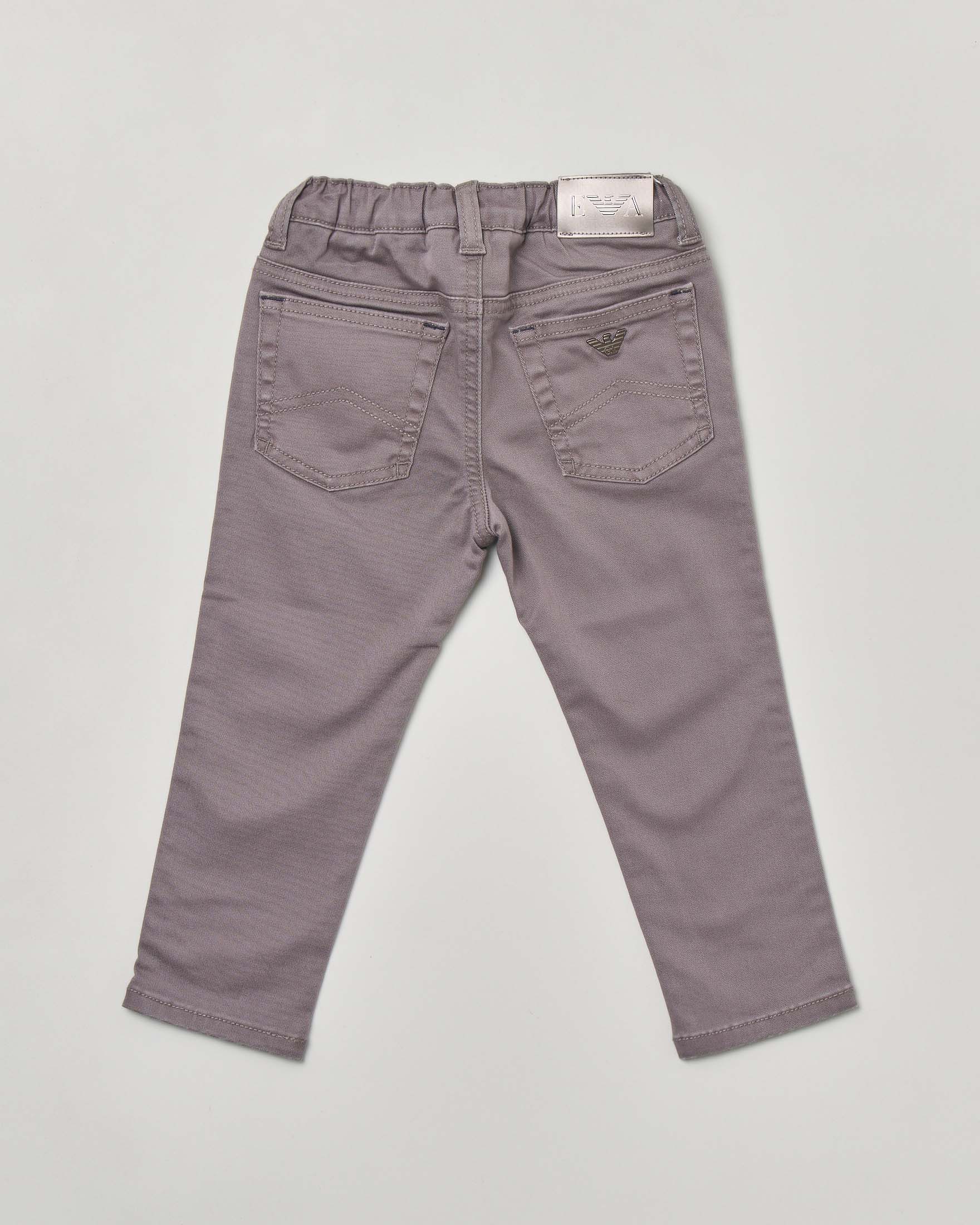 Pantalone grigio cinque tasche Emporio Armani Junior in gabardina di cotone stretch