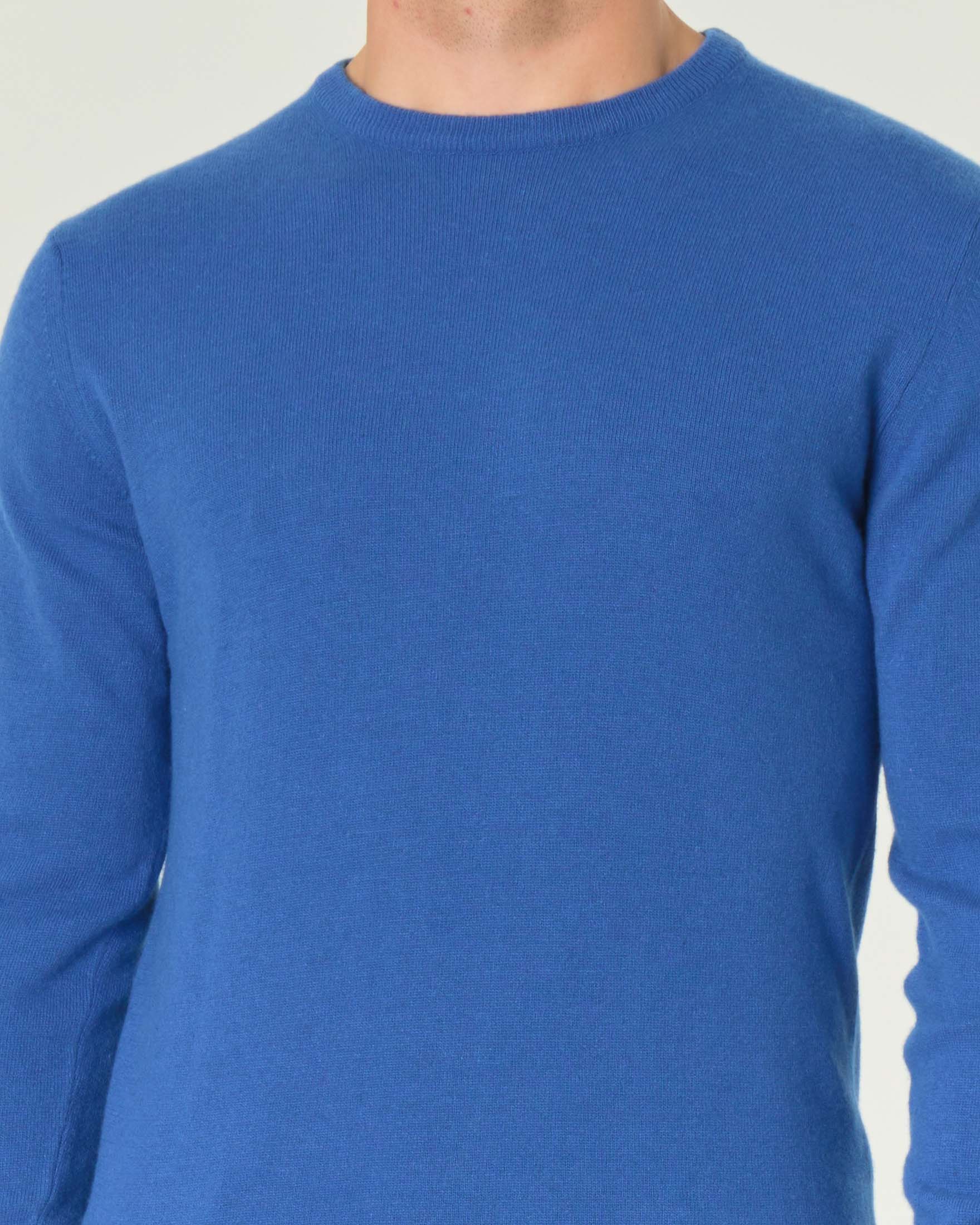 Maglia blu royal girocollo in misto lana e cachemire image