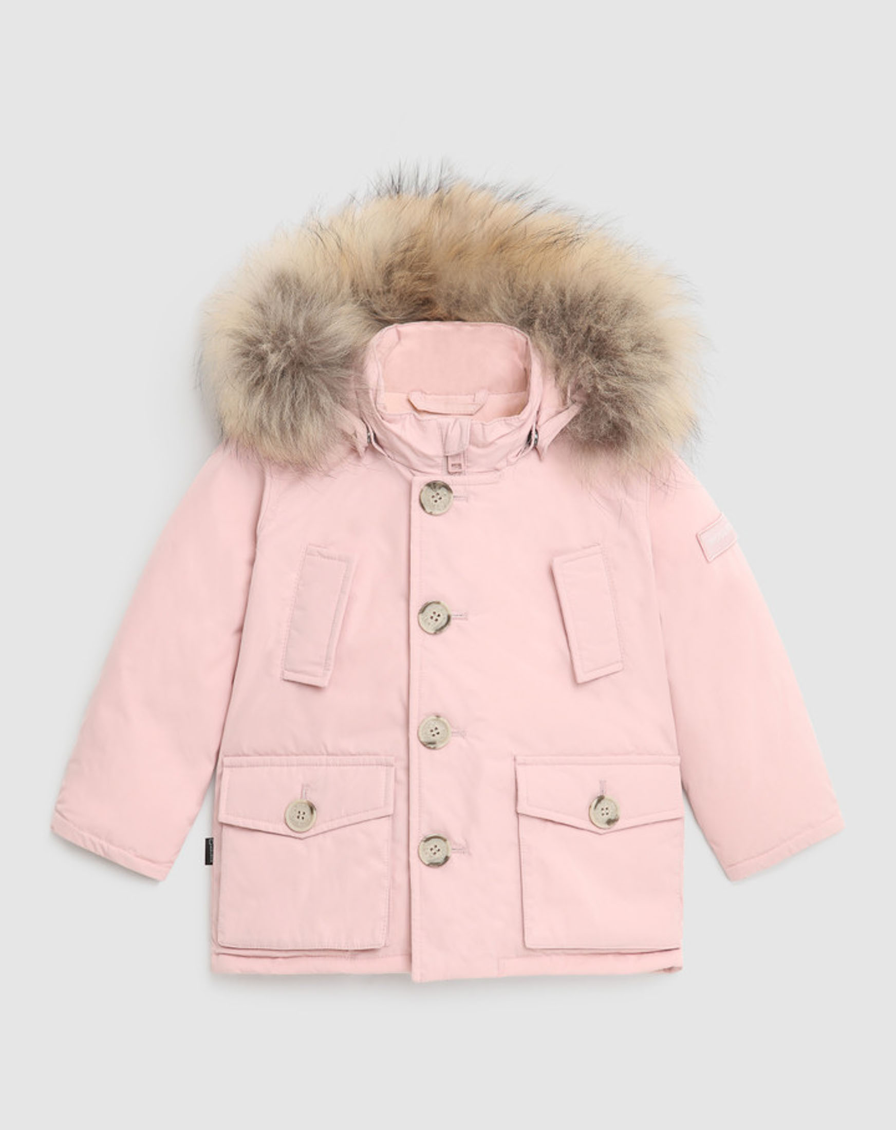 Baby First Parka Woolrich rosa con cappuccio staccabile Pellizzari