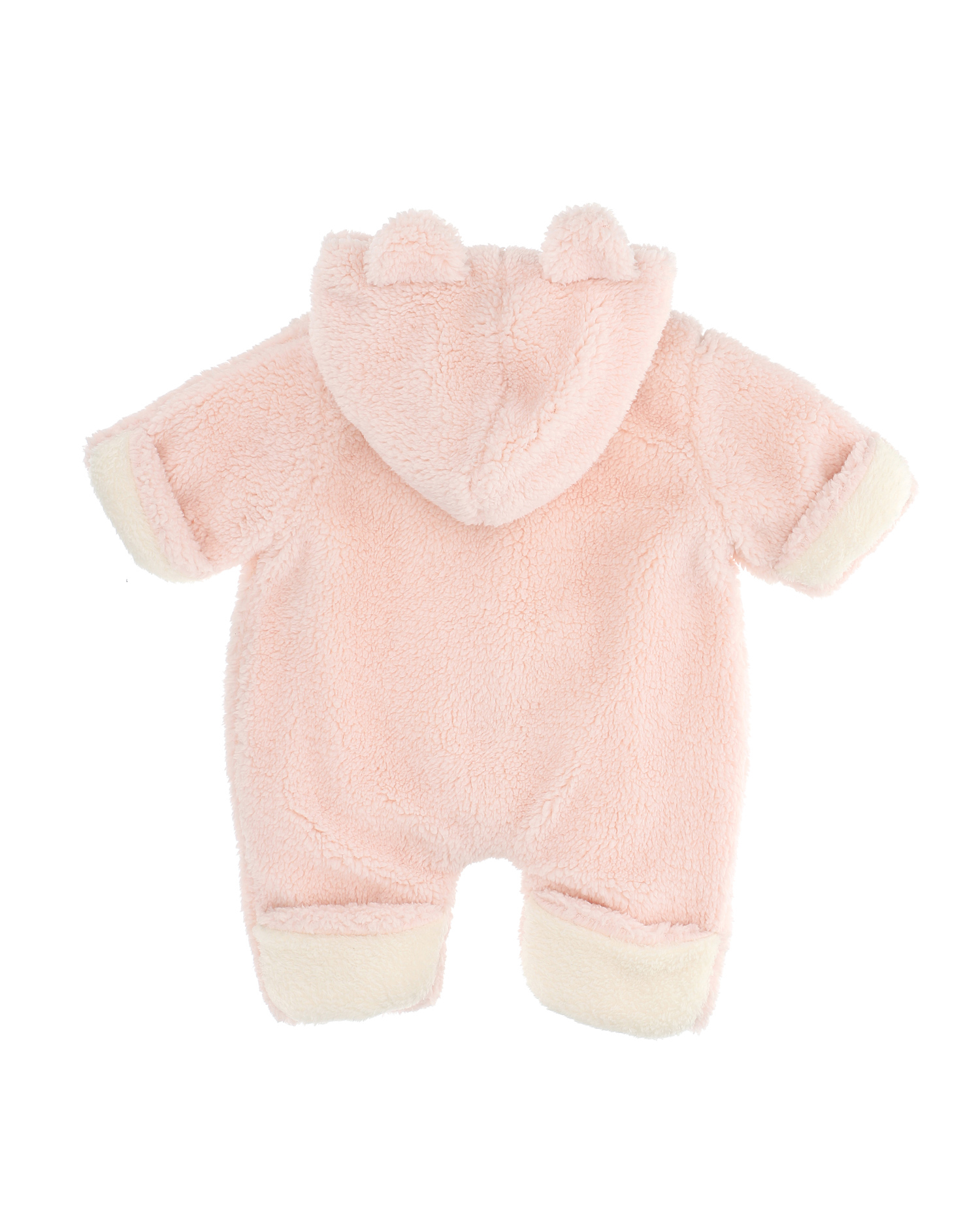 Tutina completa in teddy orsetto rosa con fiocco ricamato sul petto 3-9 mesi