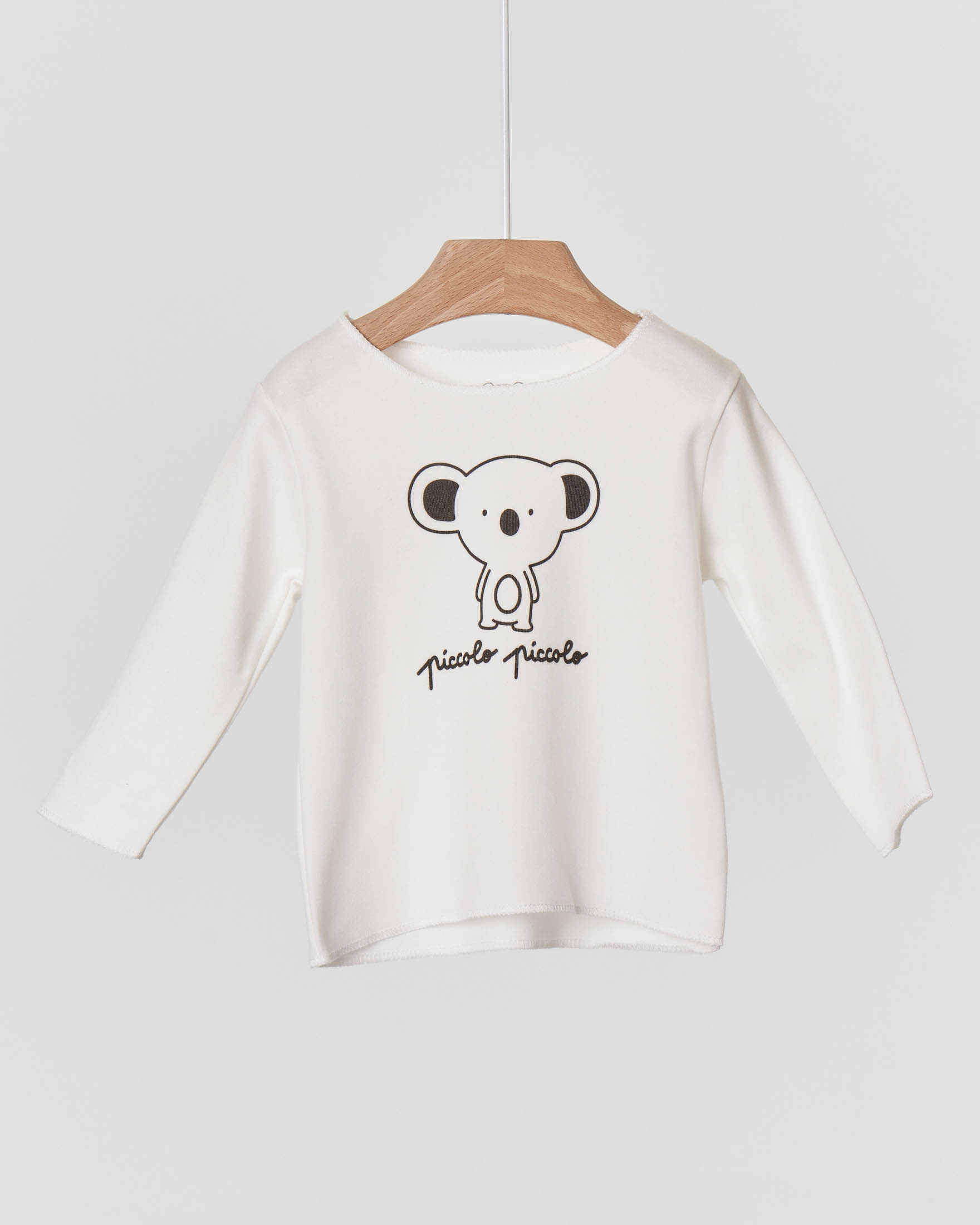 T-shirt bianca manica lunga con koala e scritta 6-18 mesi