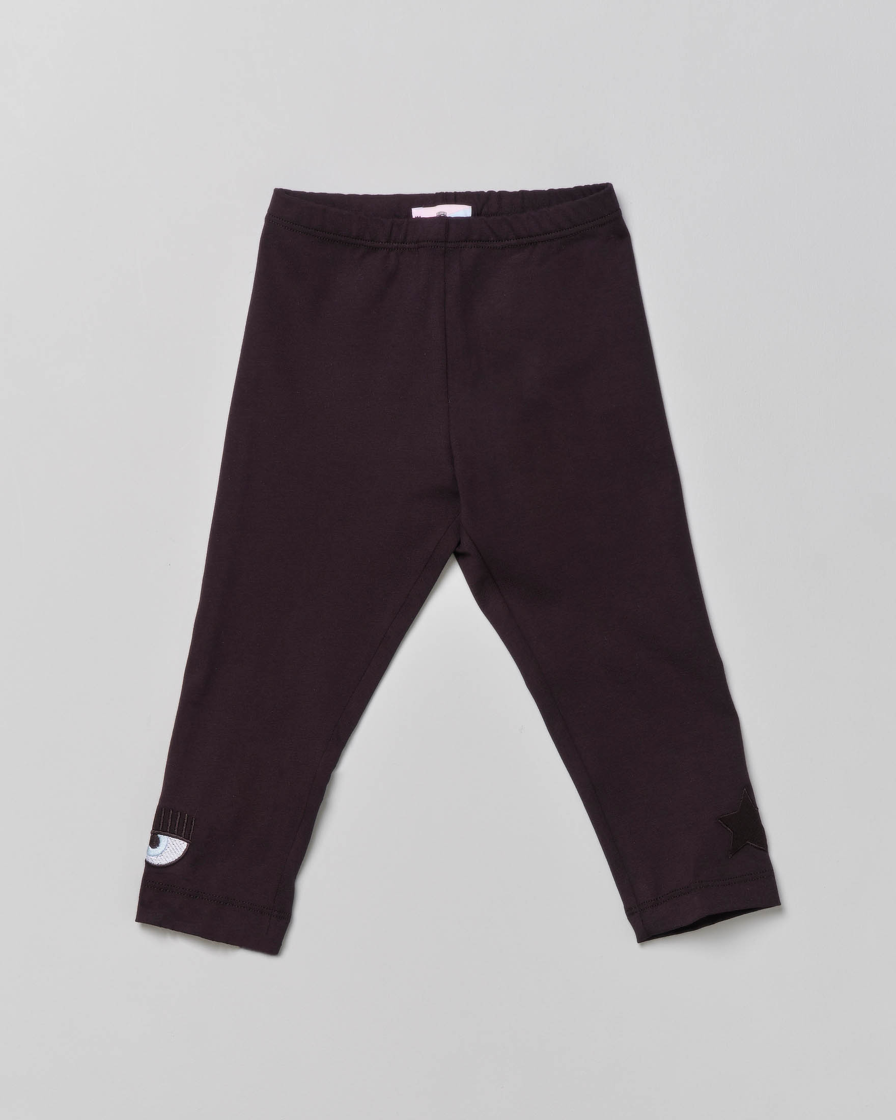 Leggins nero in cotone stretch con logo eyelike sul fondo 8-10 anni