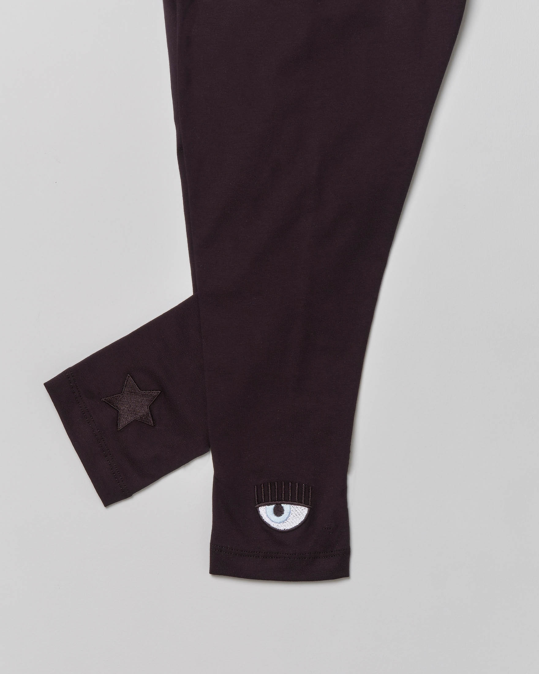 Leggins nero in cotone stretch con logo eyelike sul fondo 8-10 anni