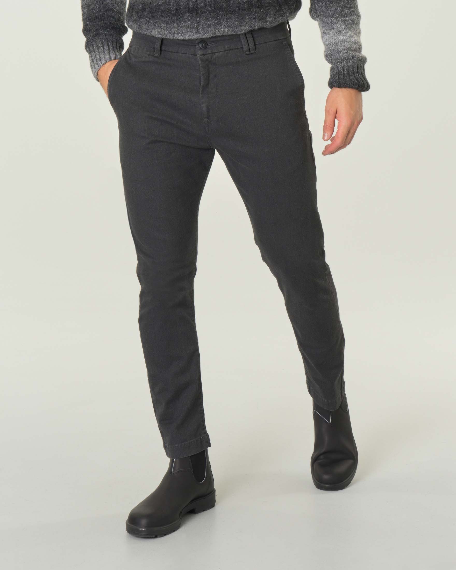 Pantalone chino grigio antracite in cotone stretch