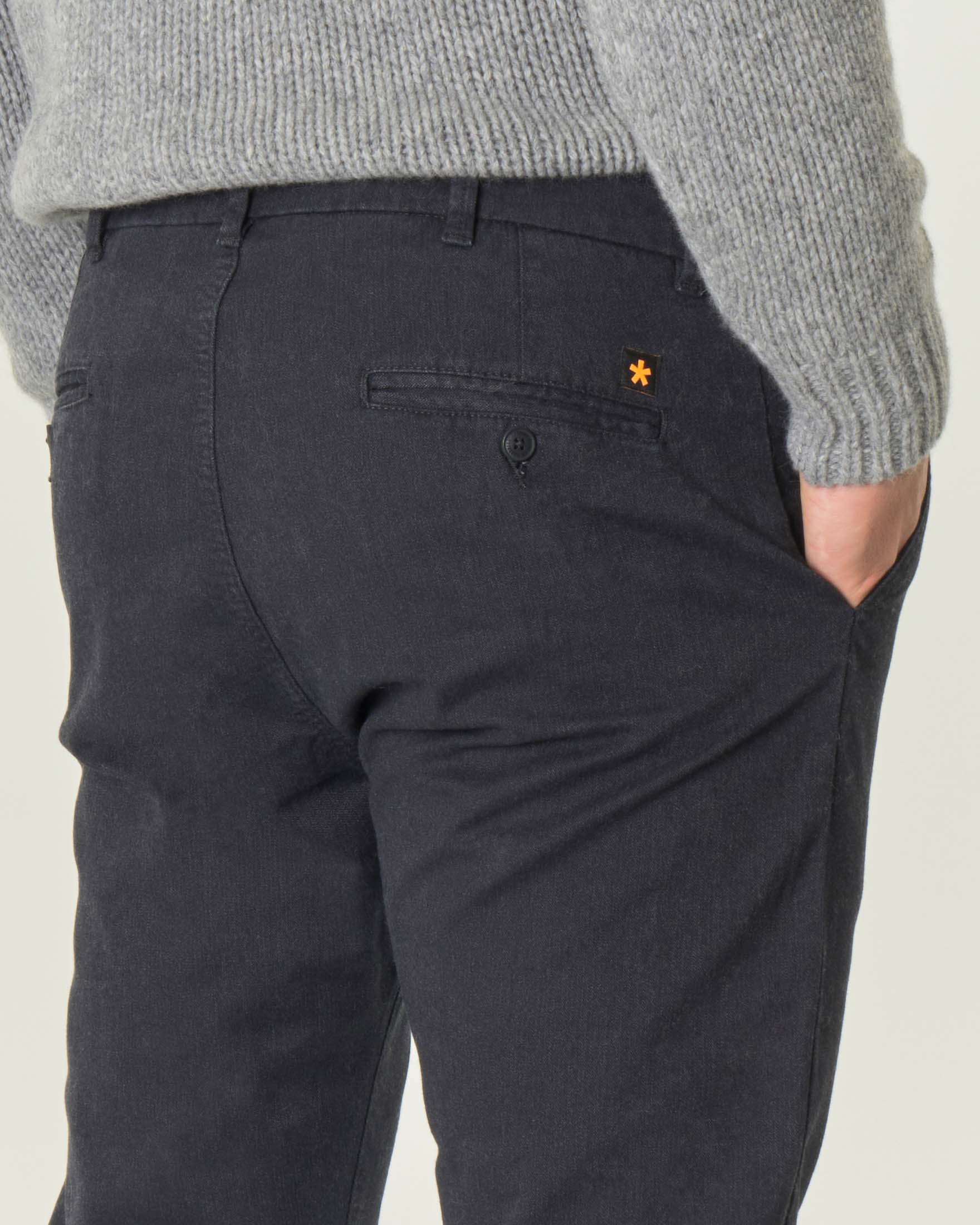 Pantalone chino blu in cotone stretch