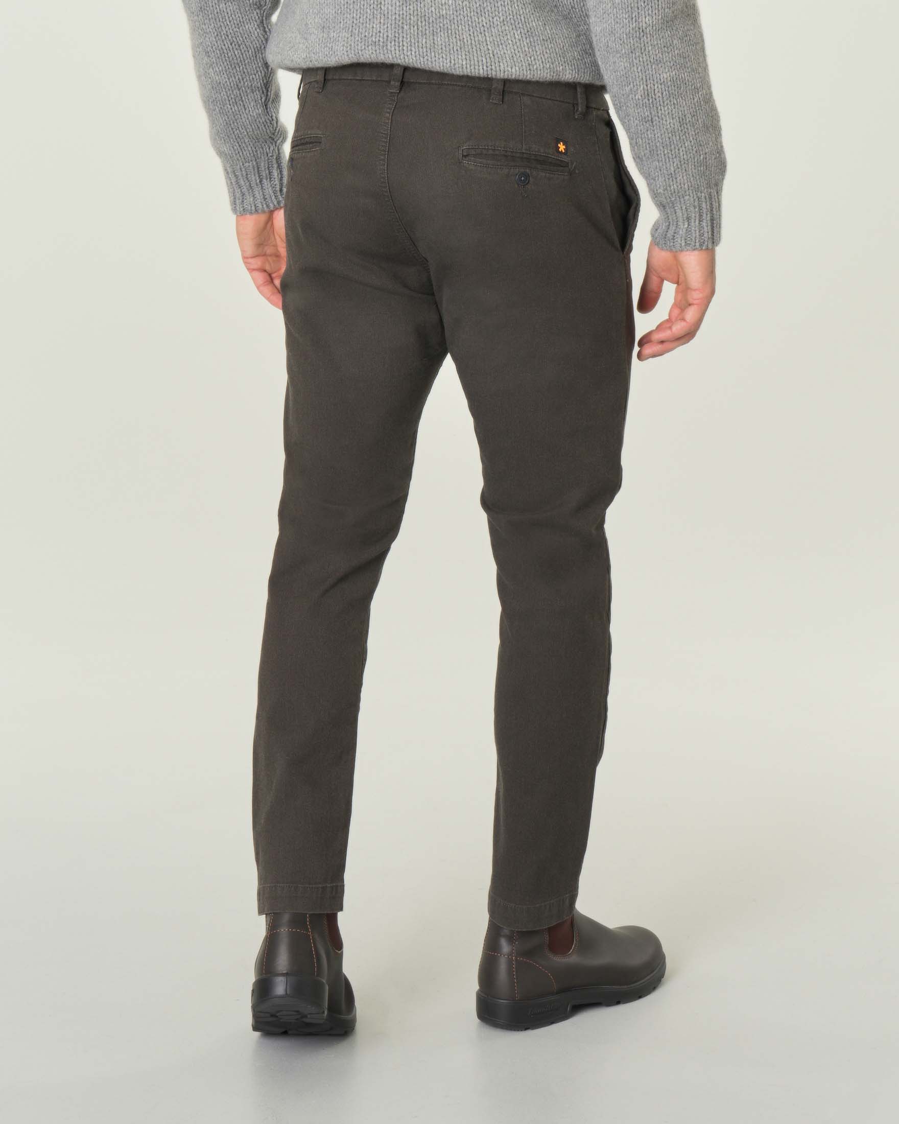 Pantalone chino marrone in cotone stretch