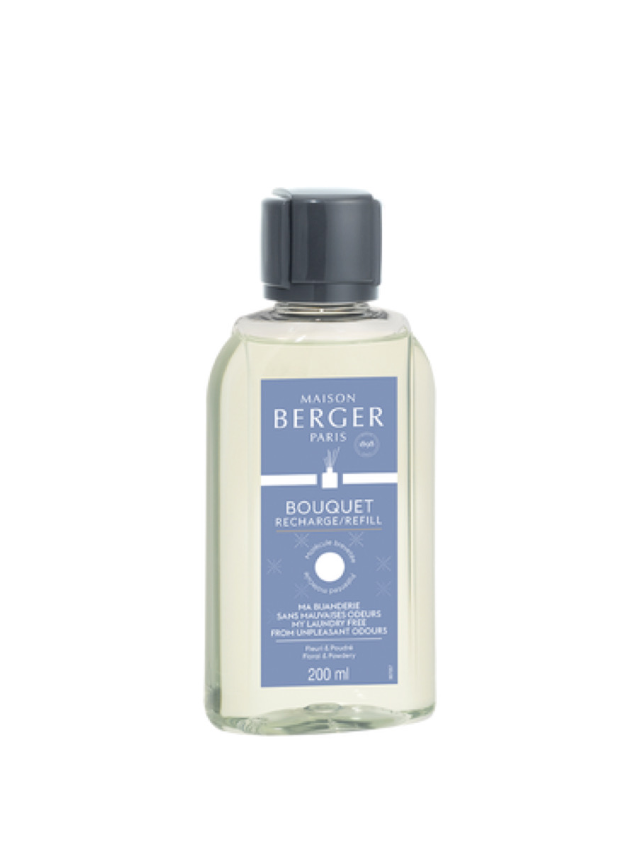 Ricarica di Profumo per Diffusore a Bastoncini  Bouquet Collection Anti Odore Diffusore di Fragranza a Bastoncini Anti Odore Sala Lavanderia Fleuri & Poudrè 200 ml. Maison Berger