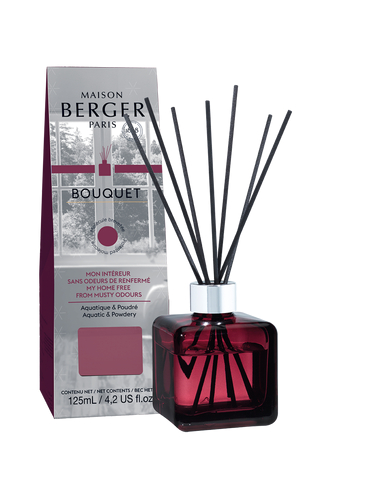 Diffusore di Fragranza a Bastoncini Anti Odore Bouquet Cube Tutti gli Ambienti Aquatique & Poudrè 125 ml. Maison Berger