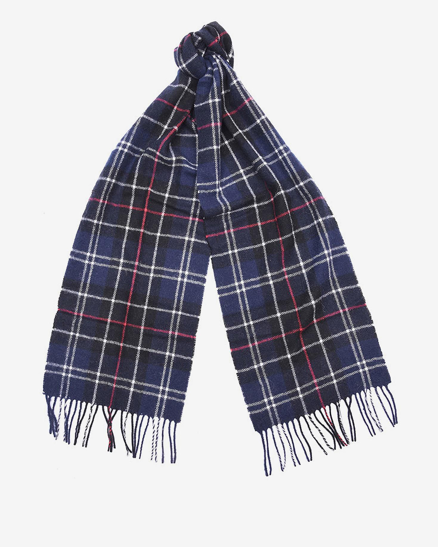 Sciarpa Barbour in tartan check blu e indaco in pura lana